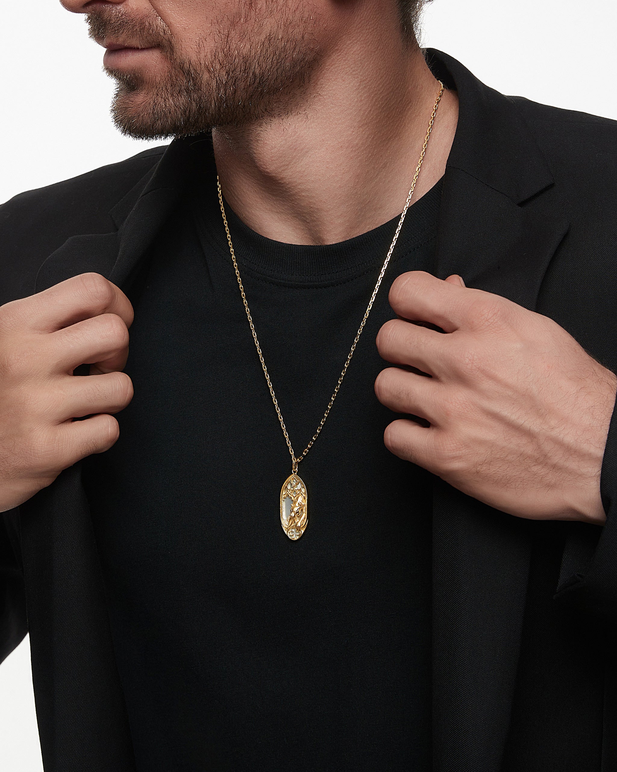 Dusk Guardian-Halskette aus Sterlingsilber mit schwarzem Perlmutt