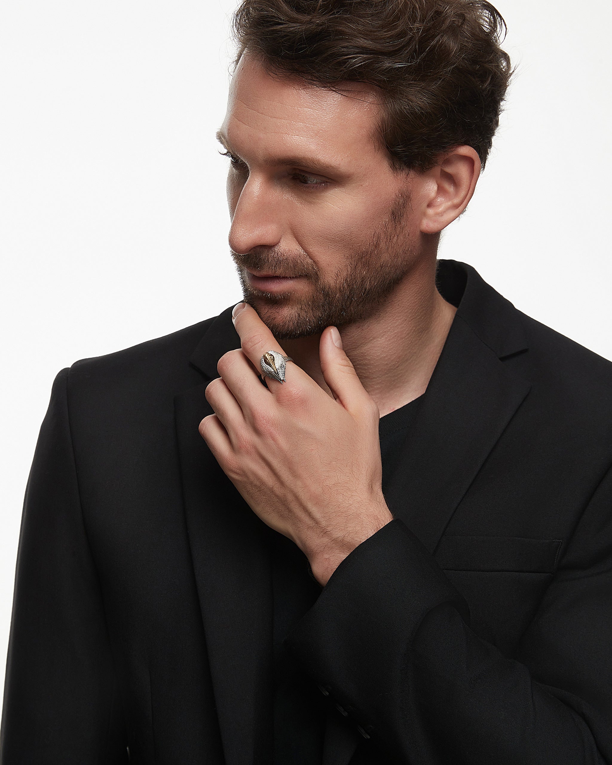 Feathered Relic Ring In Sterling Silver