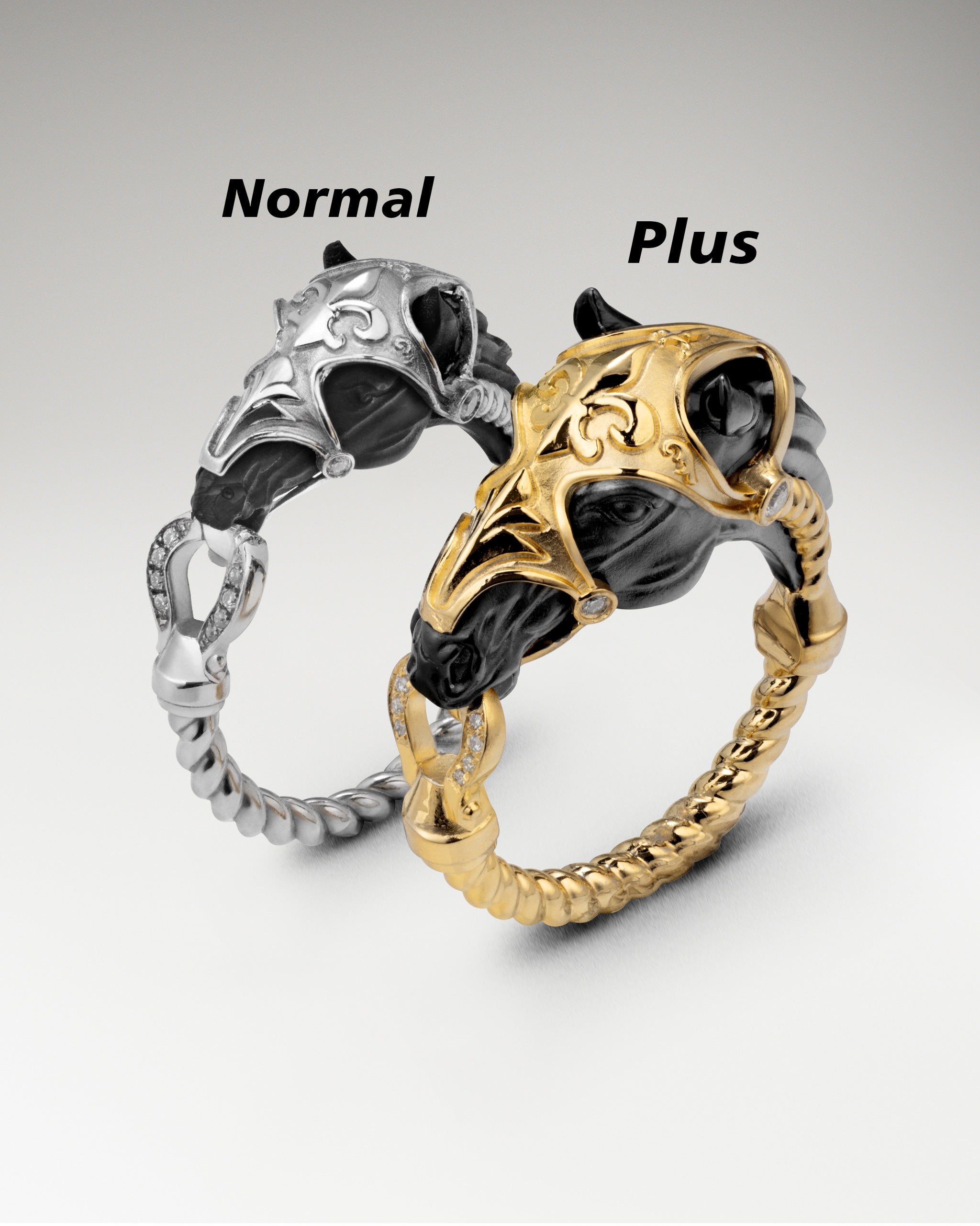 モアッサナイト付きスターリングシルバーとブラックアゲートのワイルド レンジリング リング