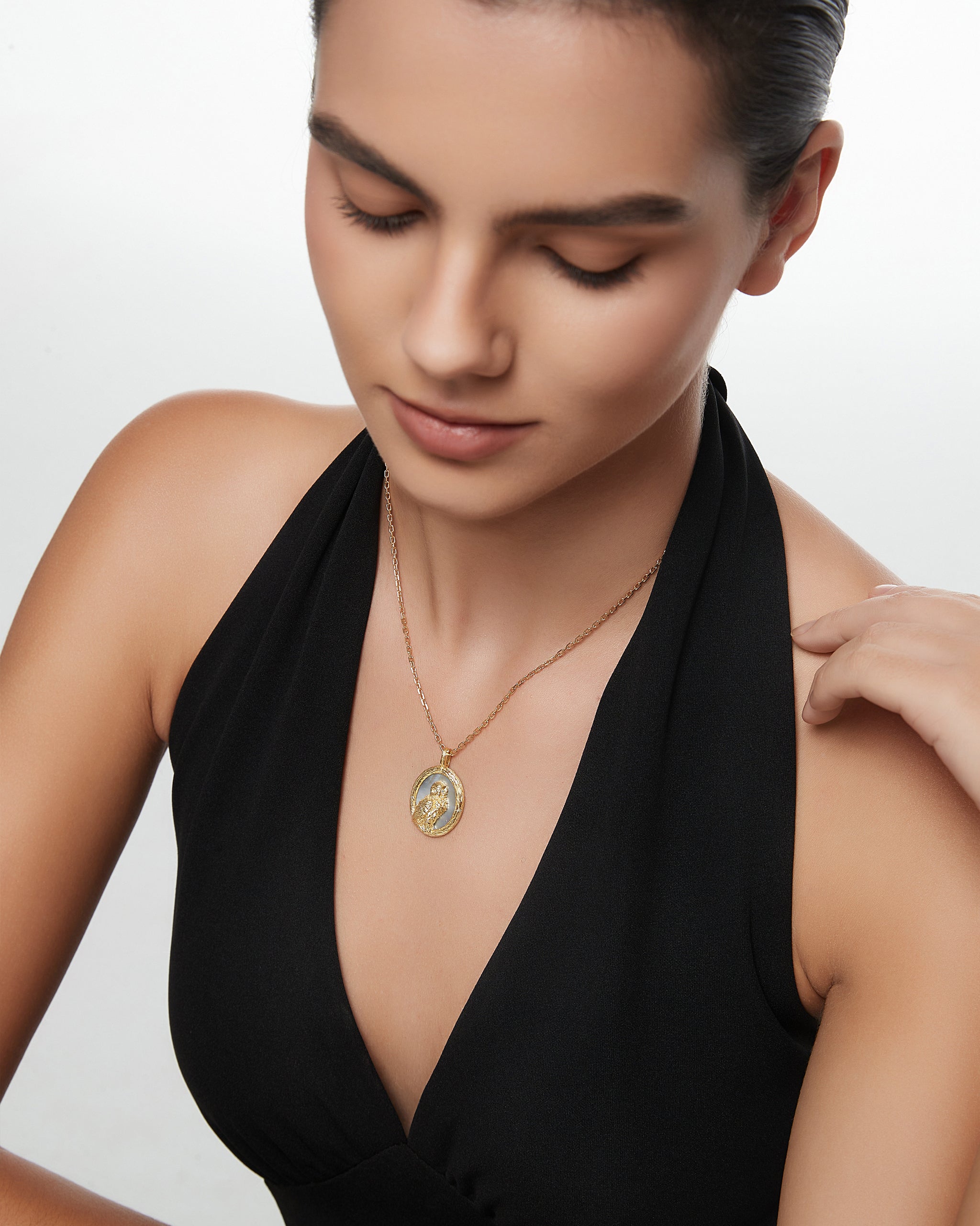 Collar de elfo del bosque en plata de ley con nácar negro