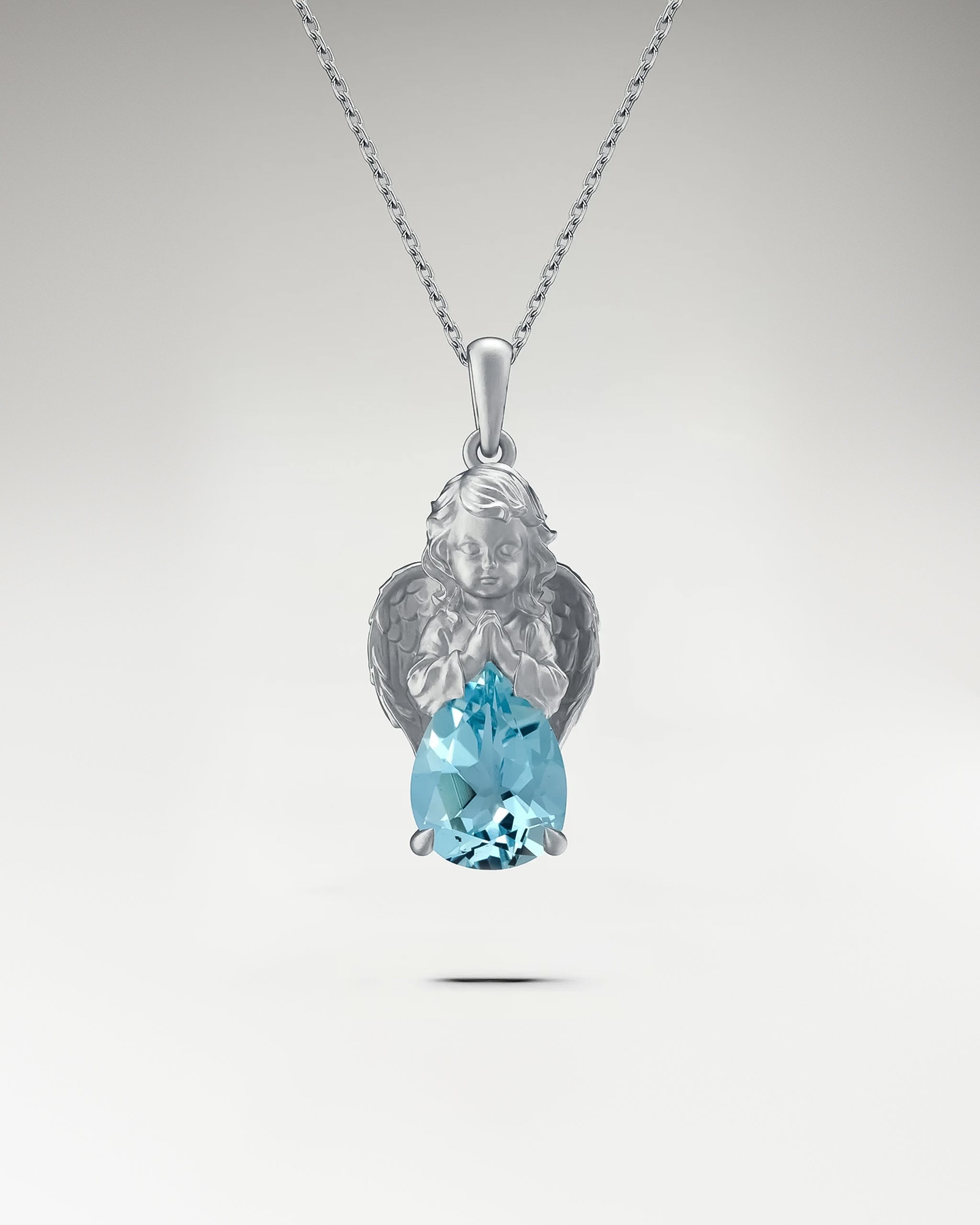 Cupid Pendant Necklace In Gold Vermeil With Topaz