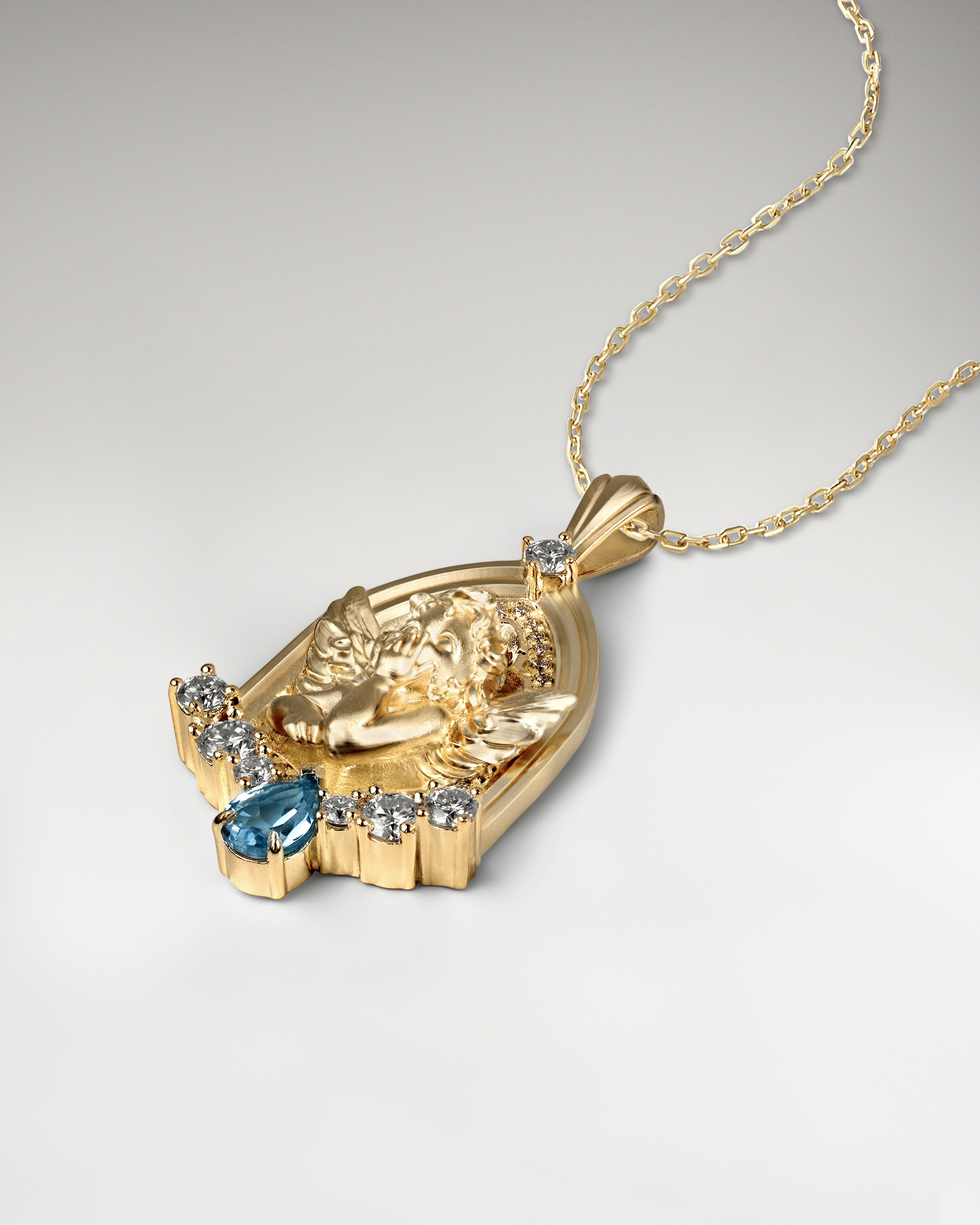 Celestarch Pendant Necklace in Sterling Silver with Topaz