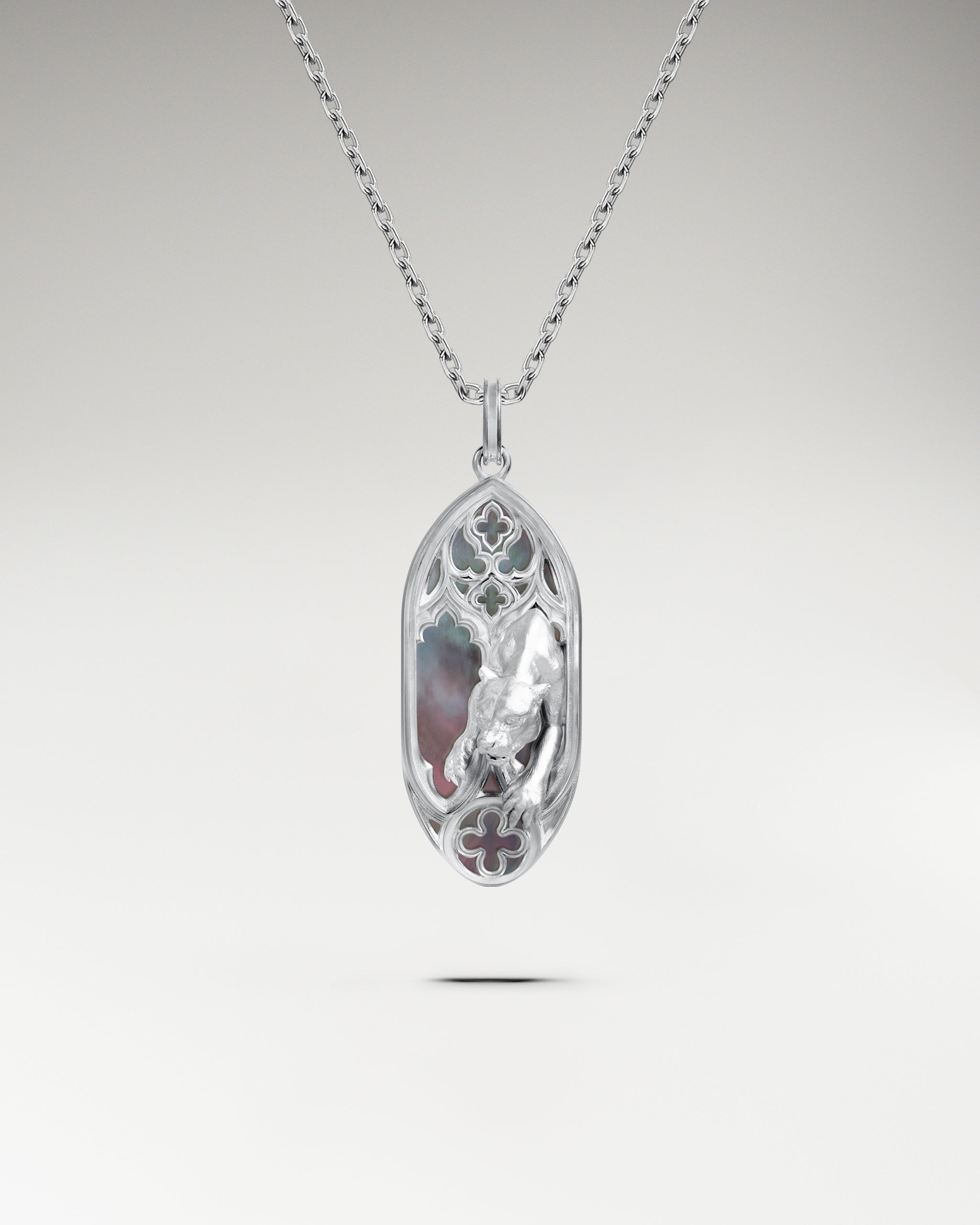 Dusk Guardian-Halskette aus Sterlingsilber mit schwarzem Perlmutt