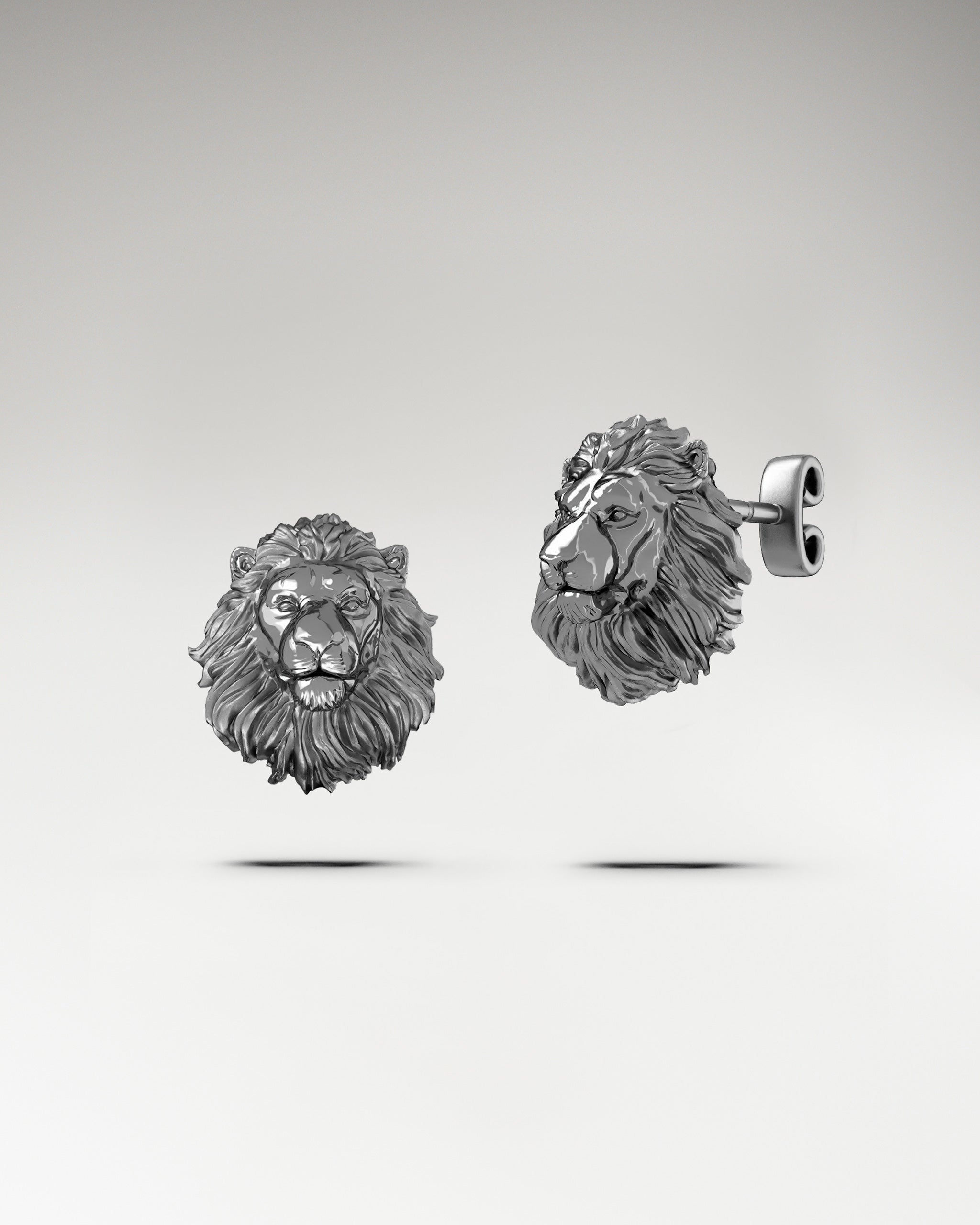 Boucles d'oreilles à tige lion gardien en argent sterling