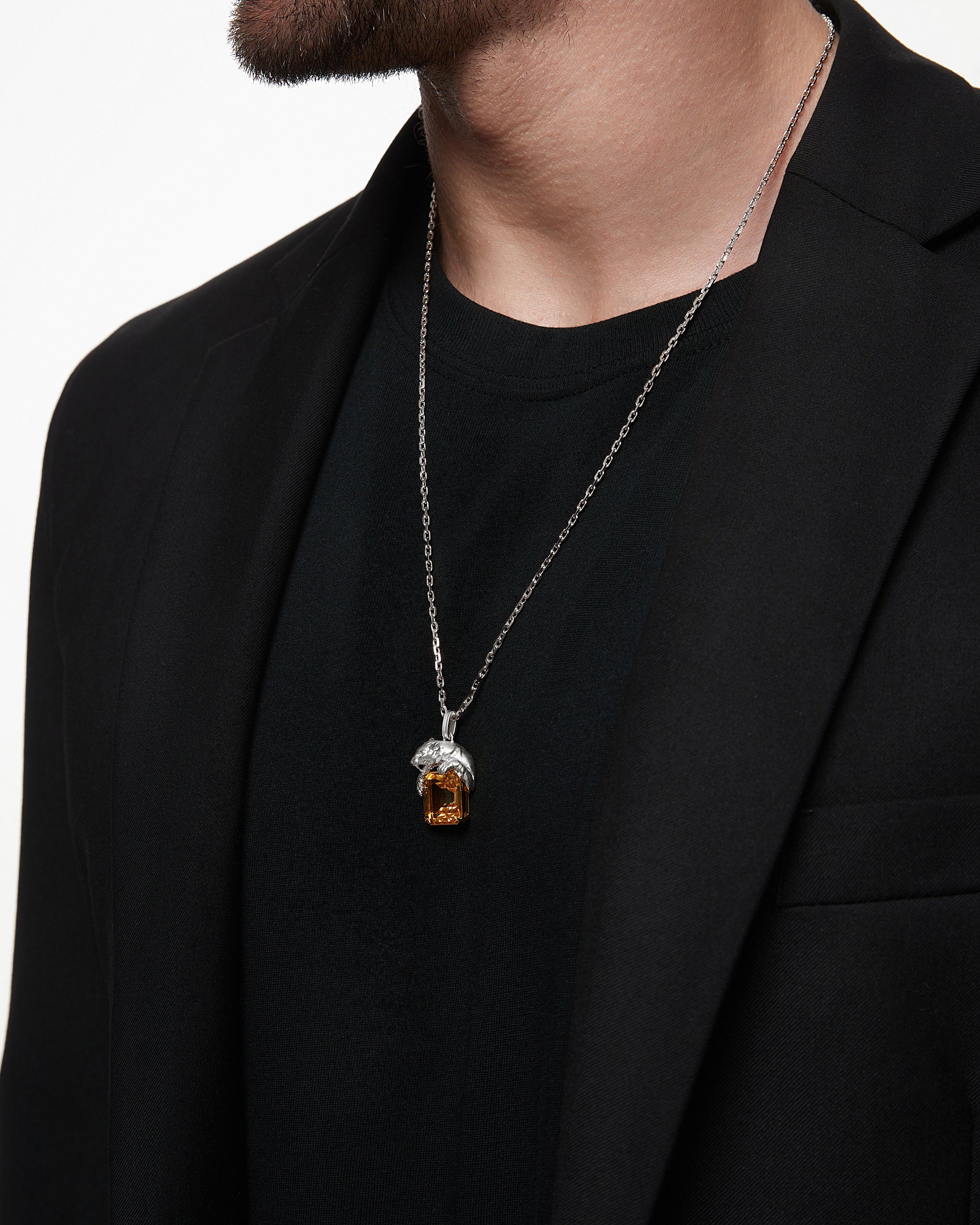 Savanna Sculptural Pendant Necklace In Sterling Silver & Citrine