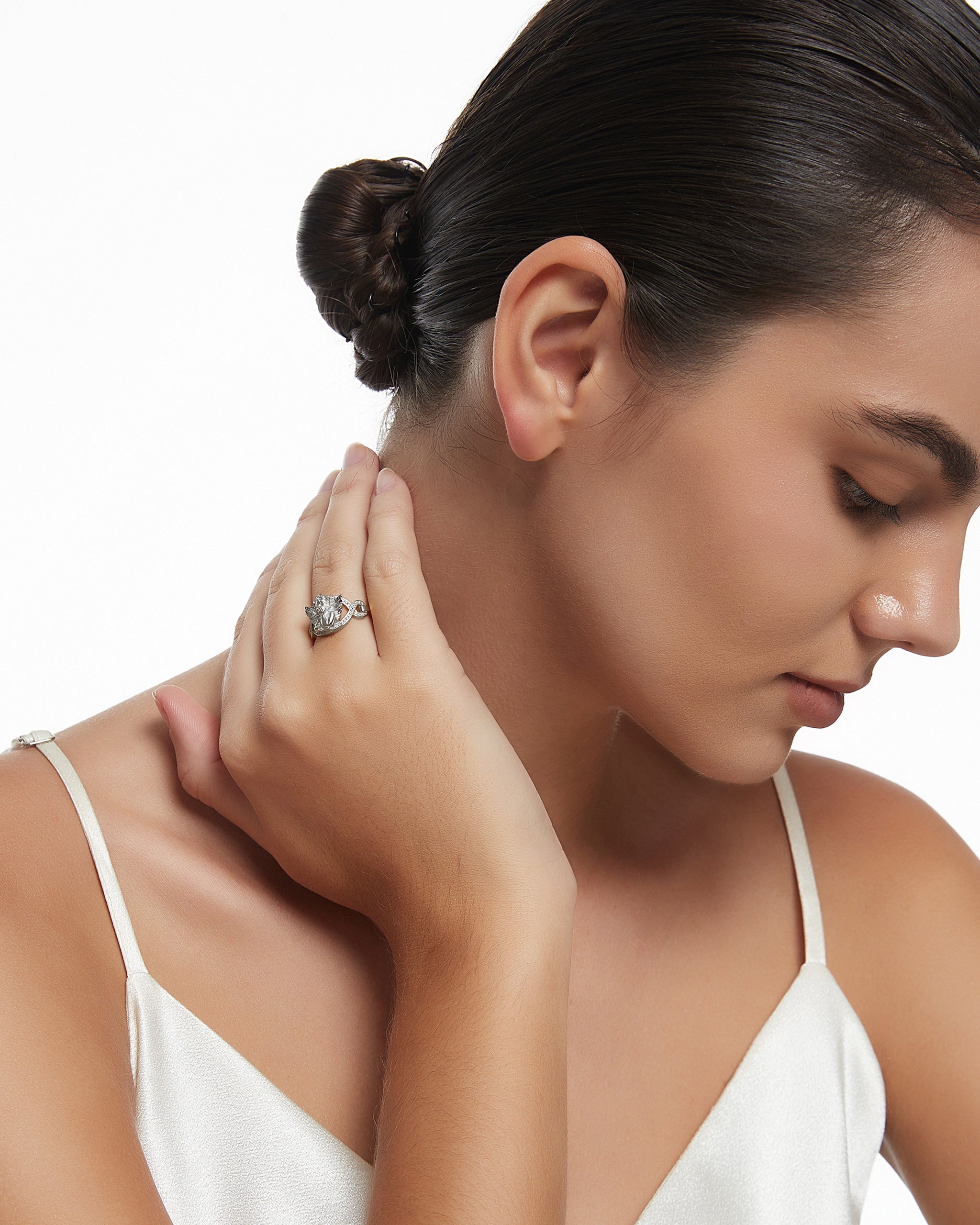 Wild Ranging Ring aus Sterlingsilber und schwarzem Achat mit Moissanit