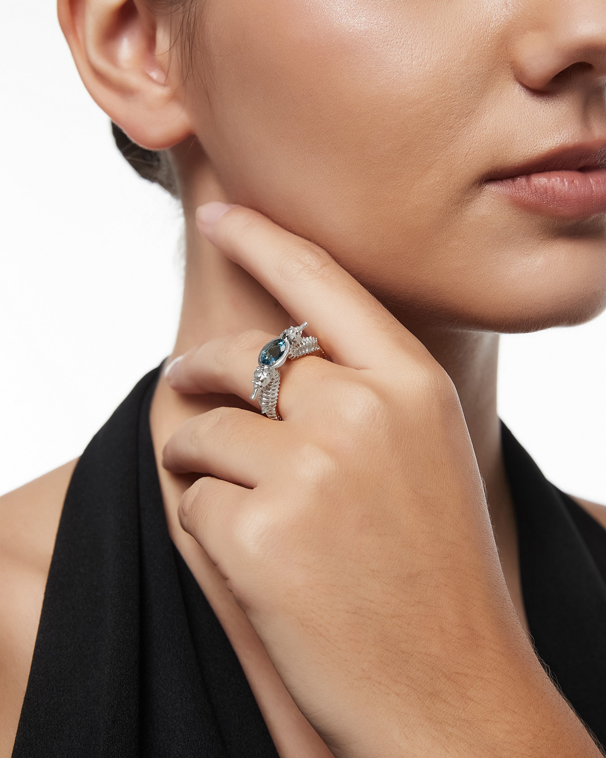 Symmarine Ring In Sterling Silver With Blue Topaz