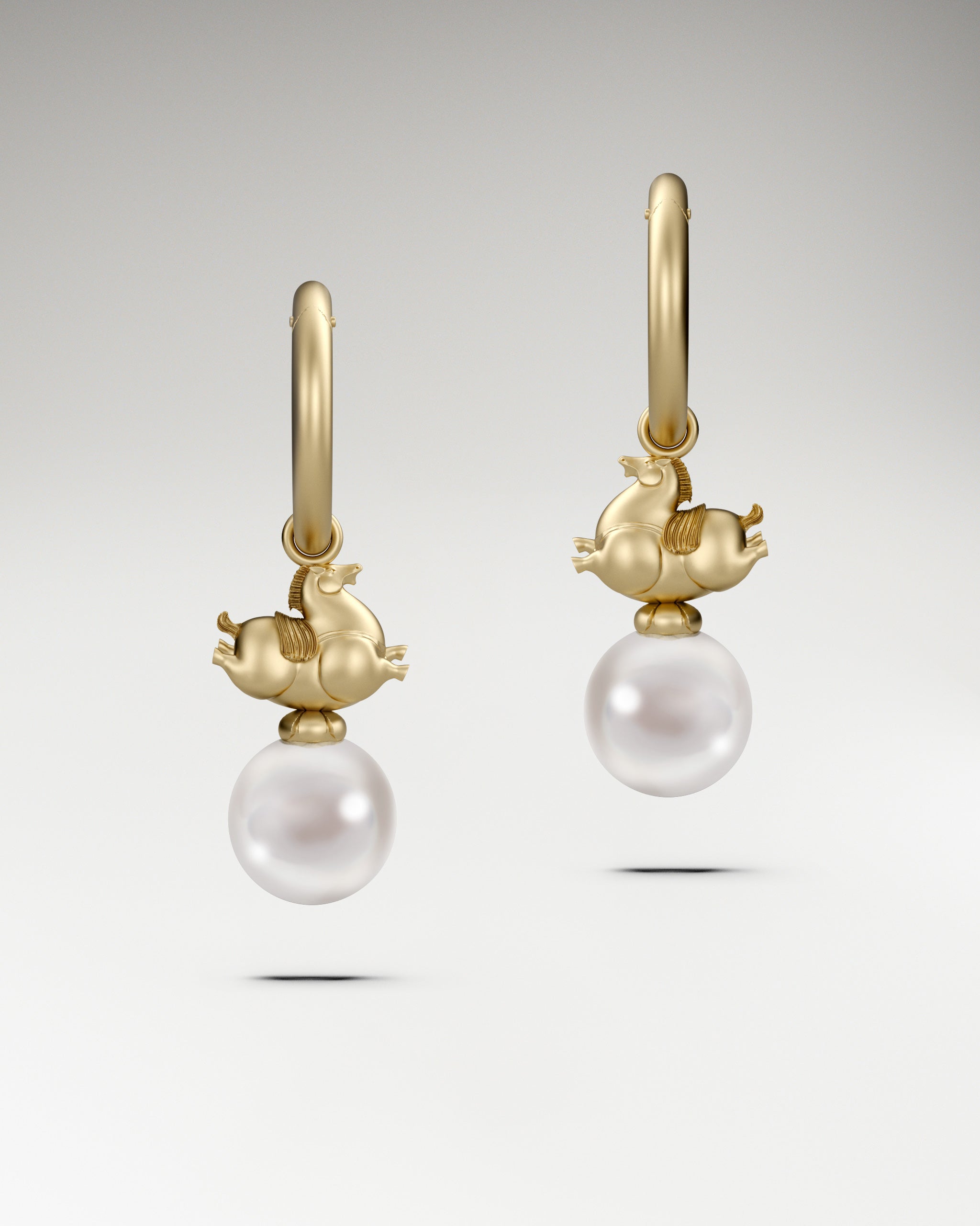Whimsical Pony Earrings In Sterling Silver With Pearls