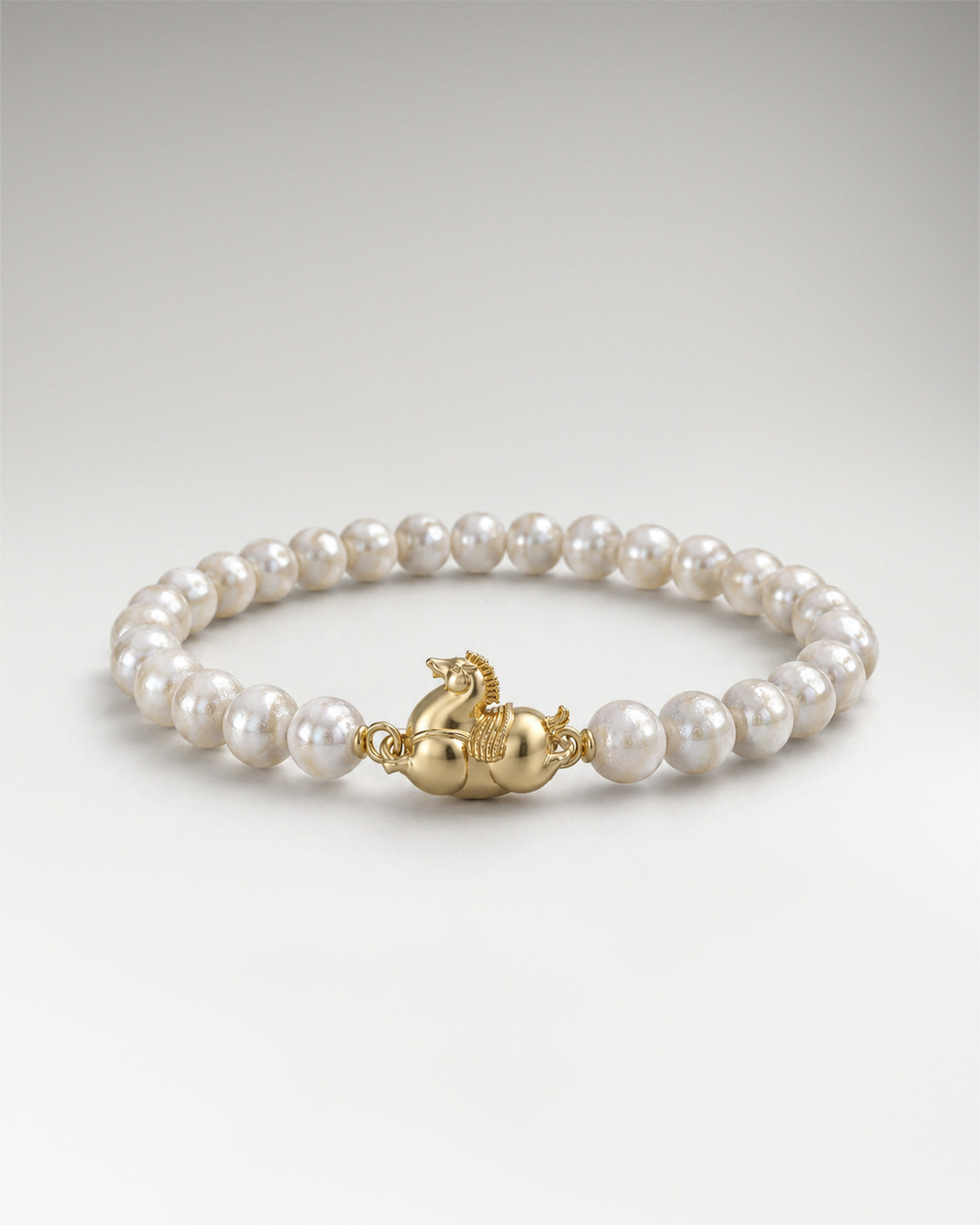 Pulsera caprichosa de poni en plata de ley con perlas