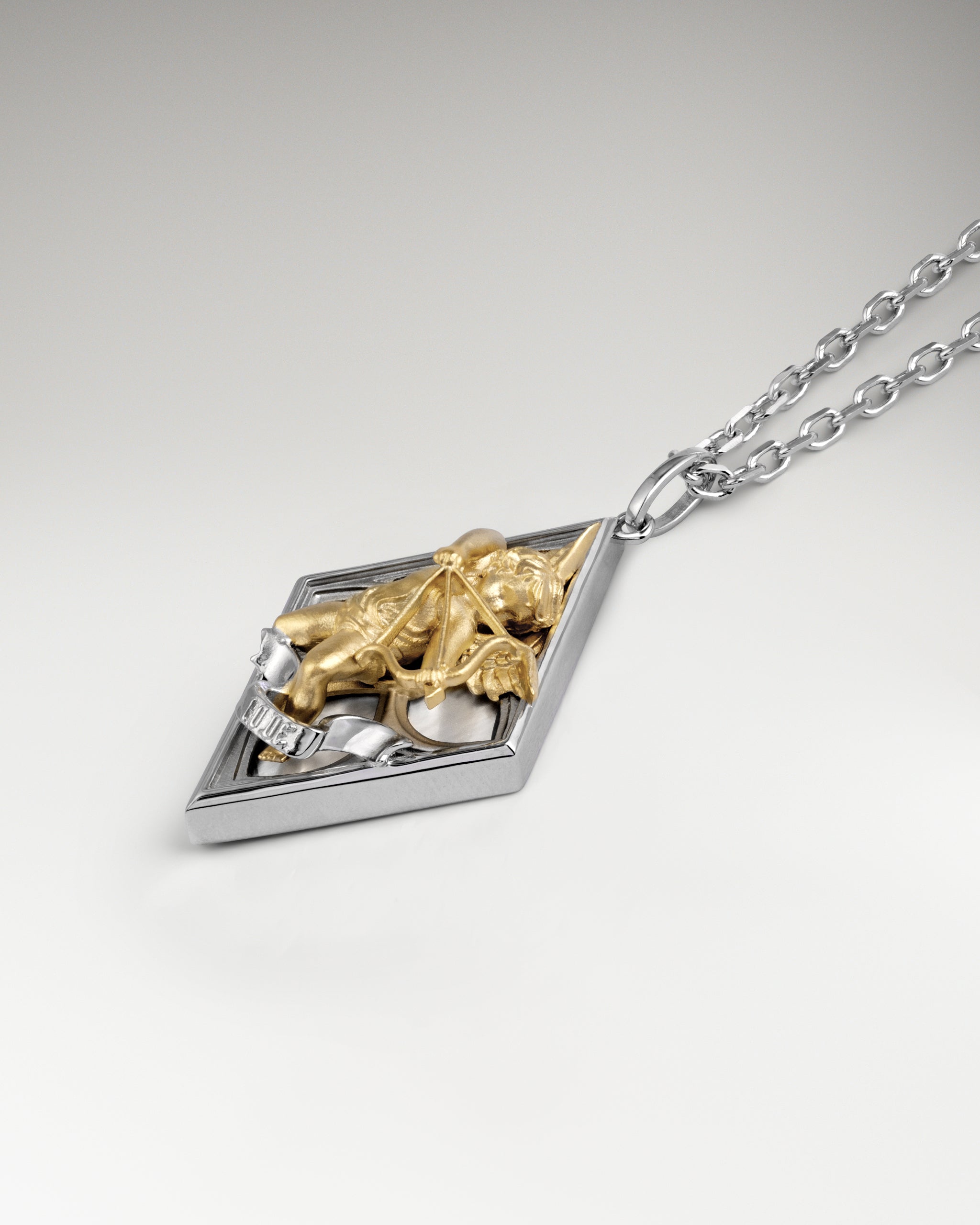 Cupid Heartstring Pendant In Sterling Silver With Nacre