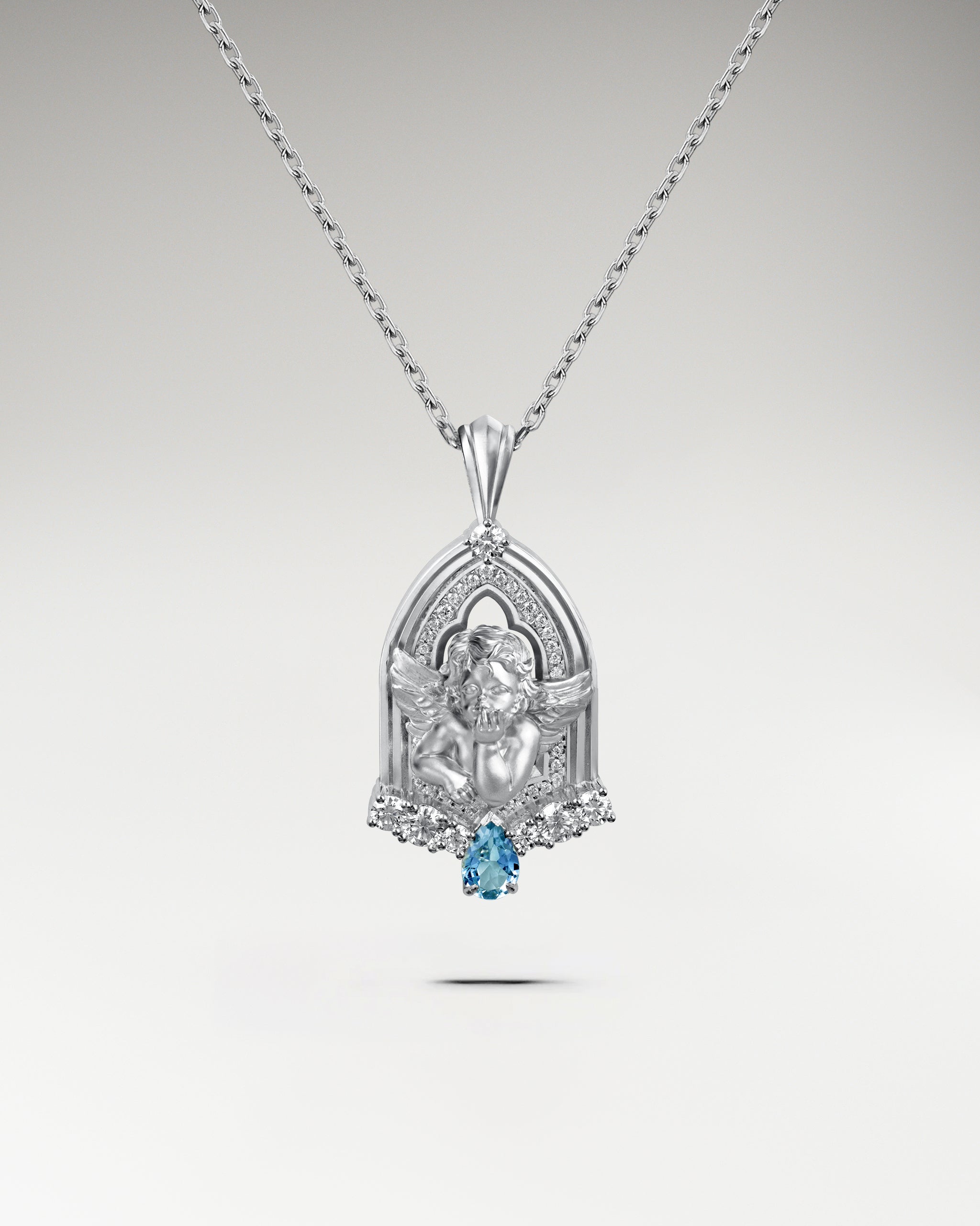 Celestarch Pendant Necklace in Sterling Silver with Topaz