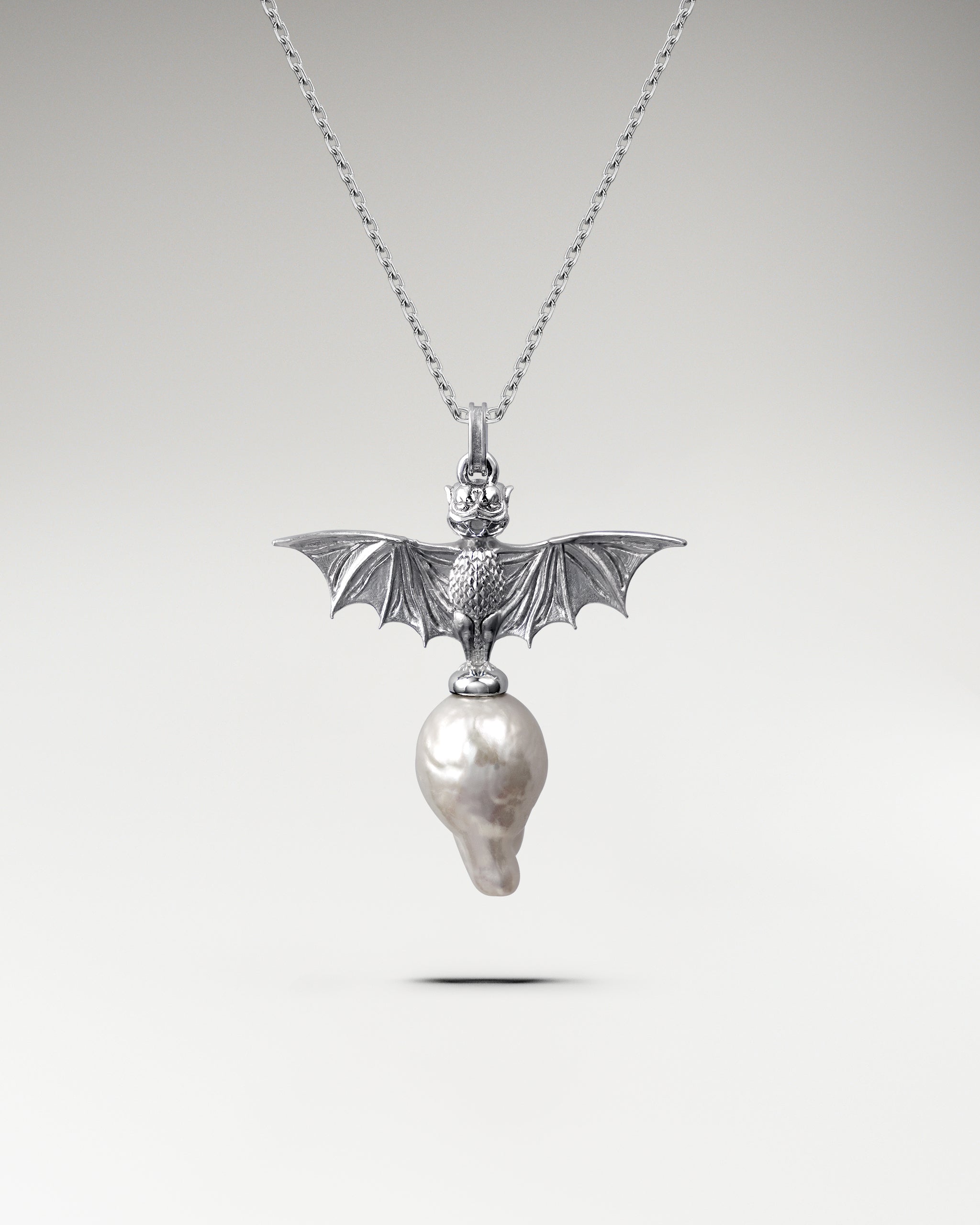 Batroque Pendant Necklace In Gold Vermeil With Pearl