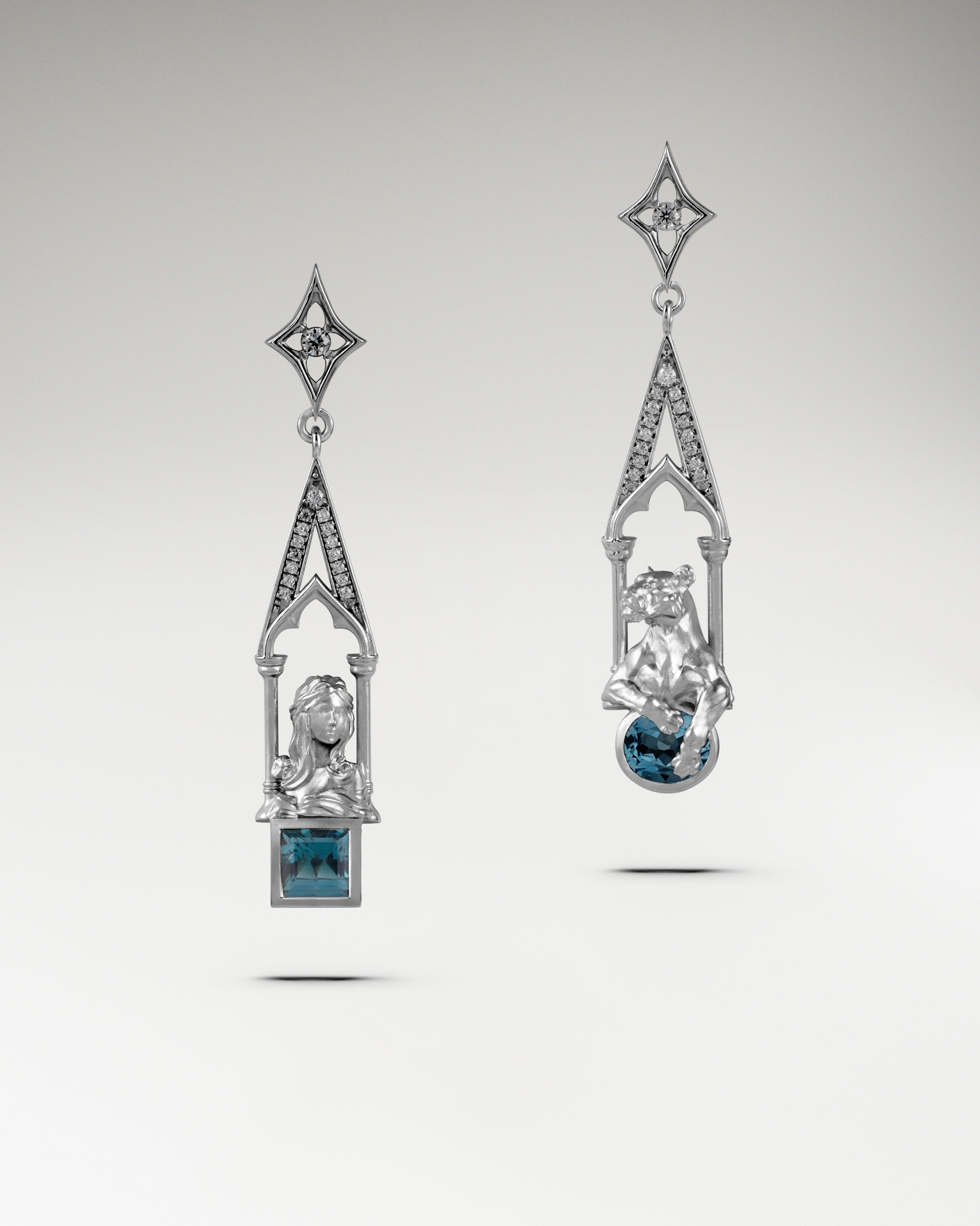 Nocturnal Grace Earrings In Sterling Silver With Topaz