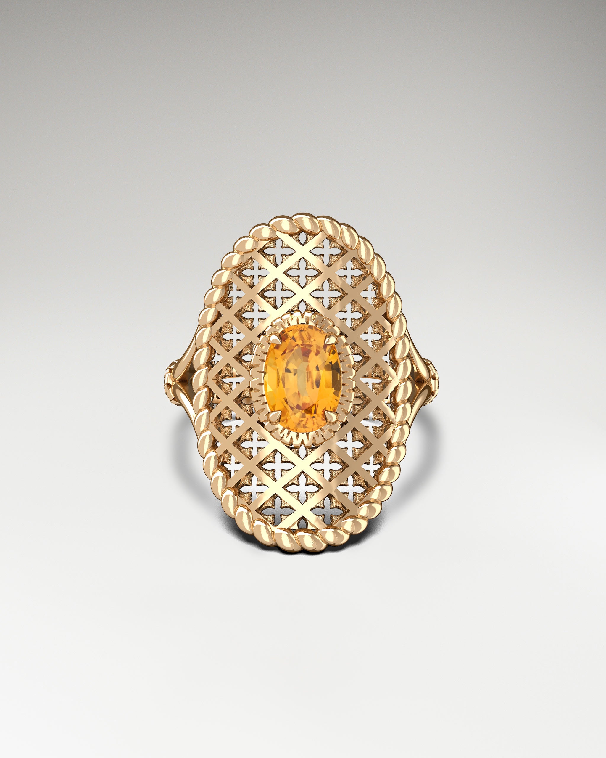 Horse Saddle Ring in 10k Gold With Citrine and diamonds