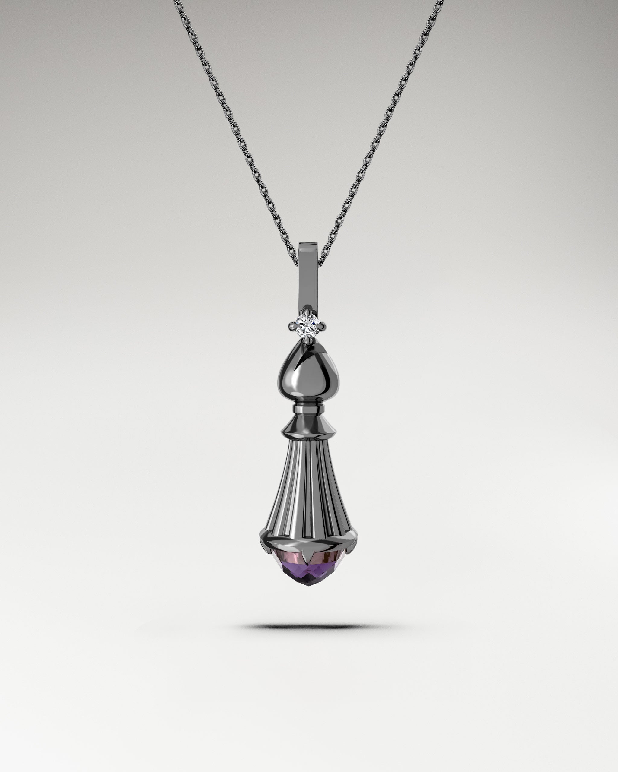 Collier pendentif Bishop en argent sterling avec améthyste