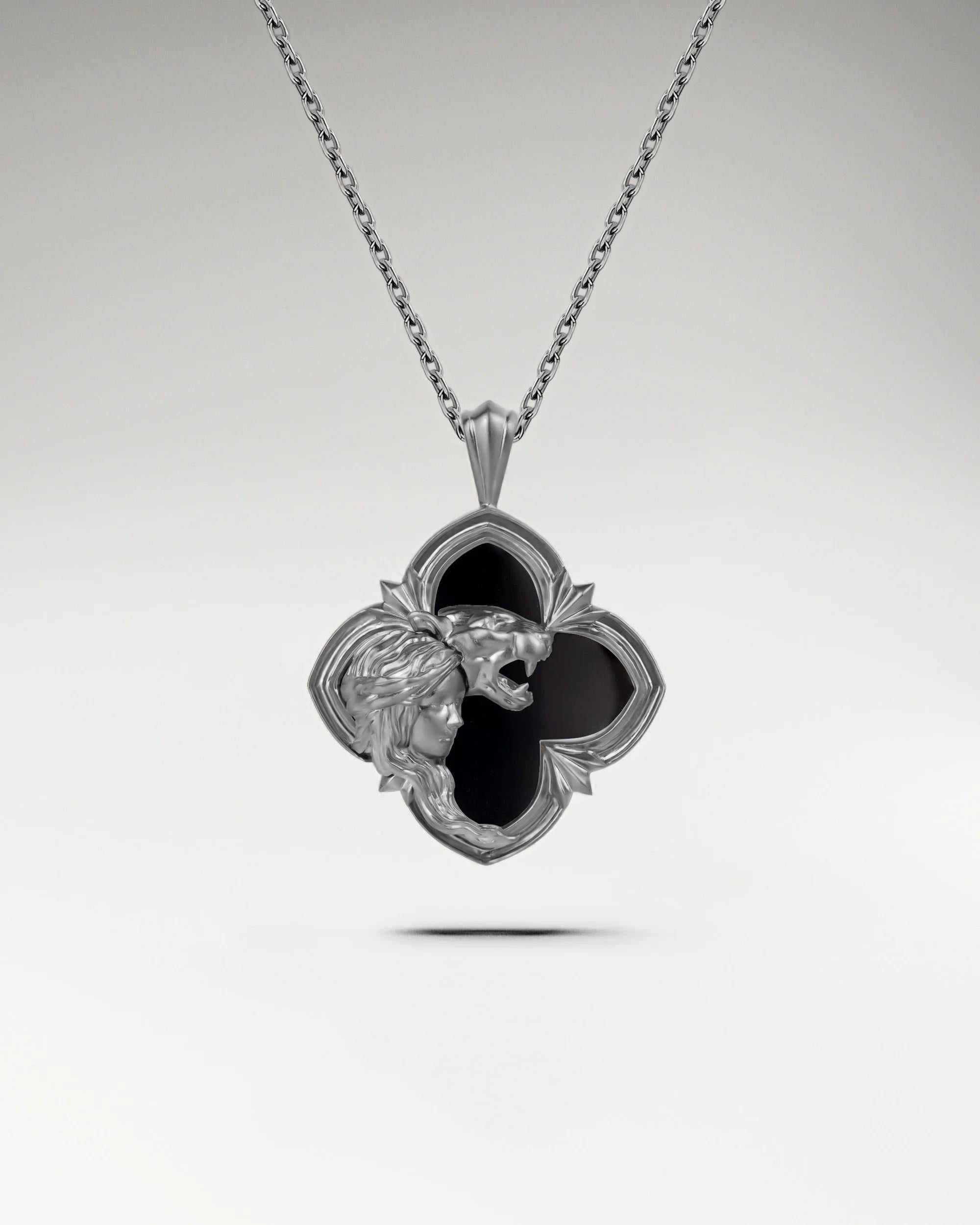 Wild Encounter ペンダント ネックレス (ブラック アゲート付きスターリングシルバー)