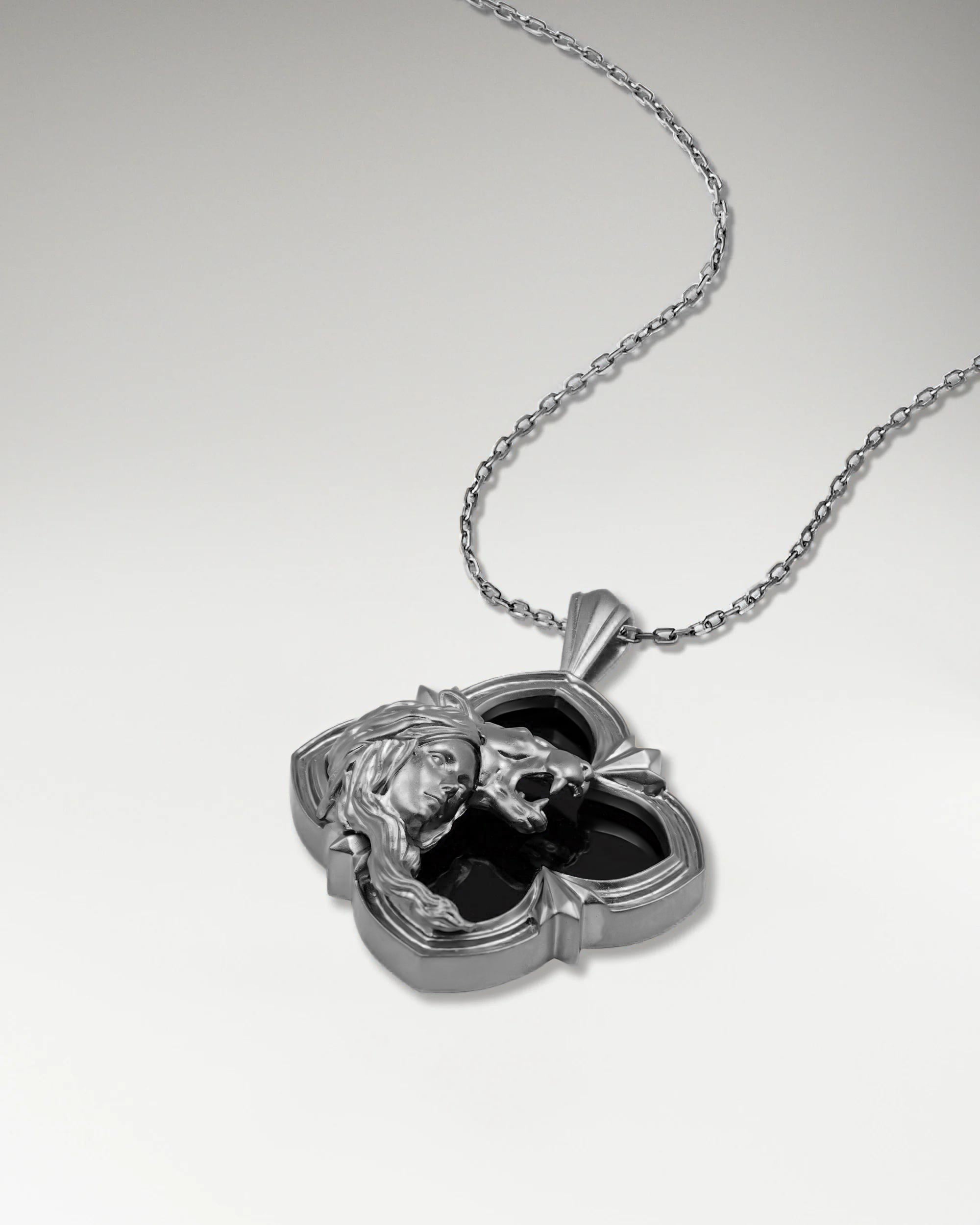 Wild Encounter ペンダント ネックレス (ブラック アゲート付きスターリングシルバー)