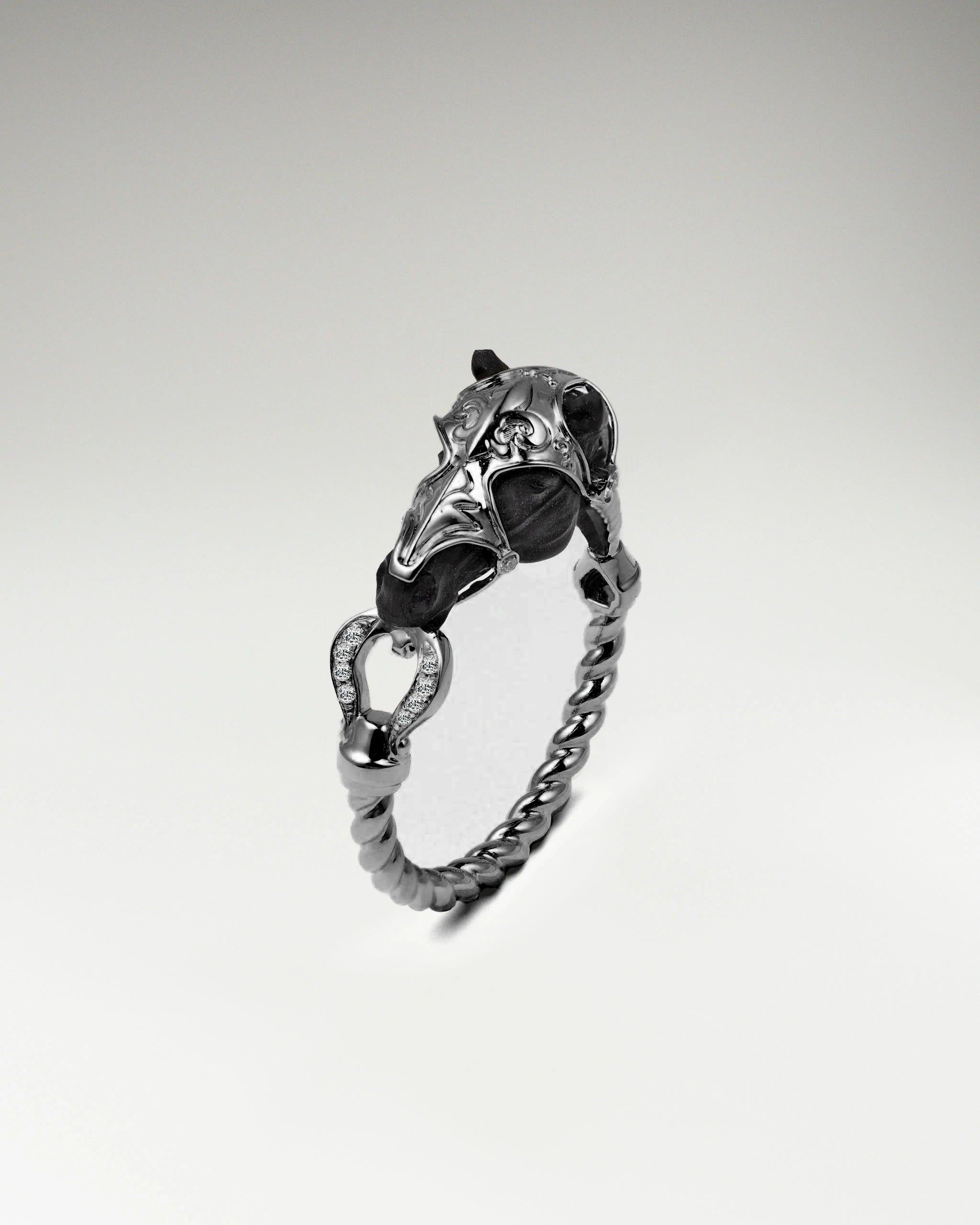 Bague Wild Range En Or Et Agate Noire Avec Diamants