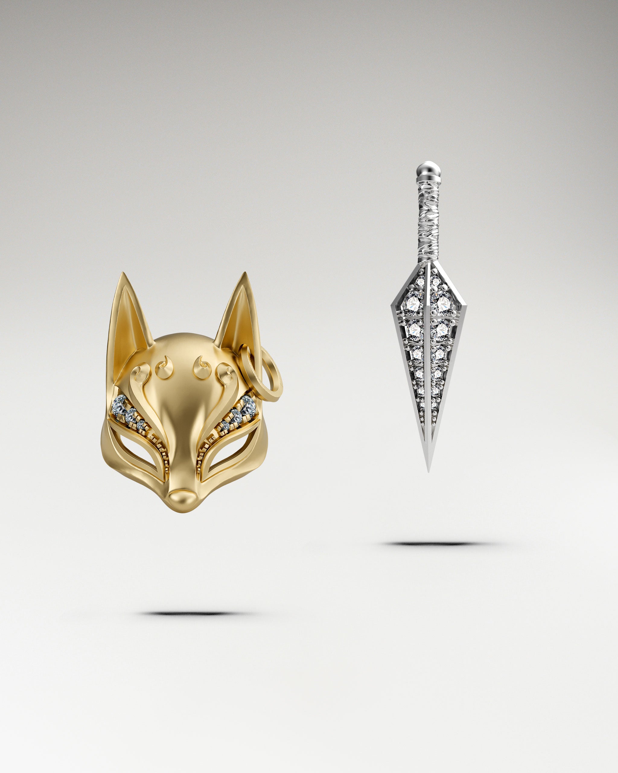 Orecchini Maschera Kitsune in Argento Sterling