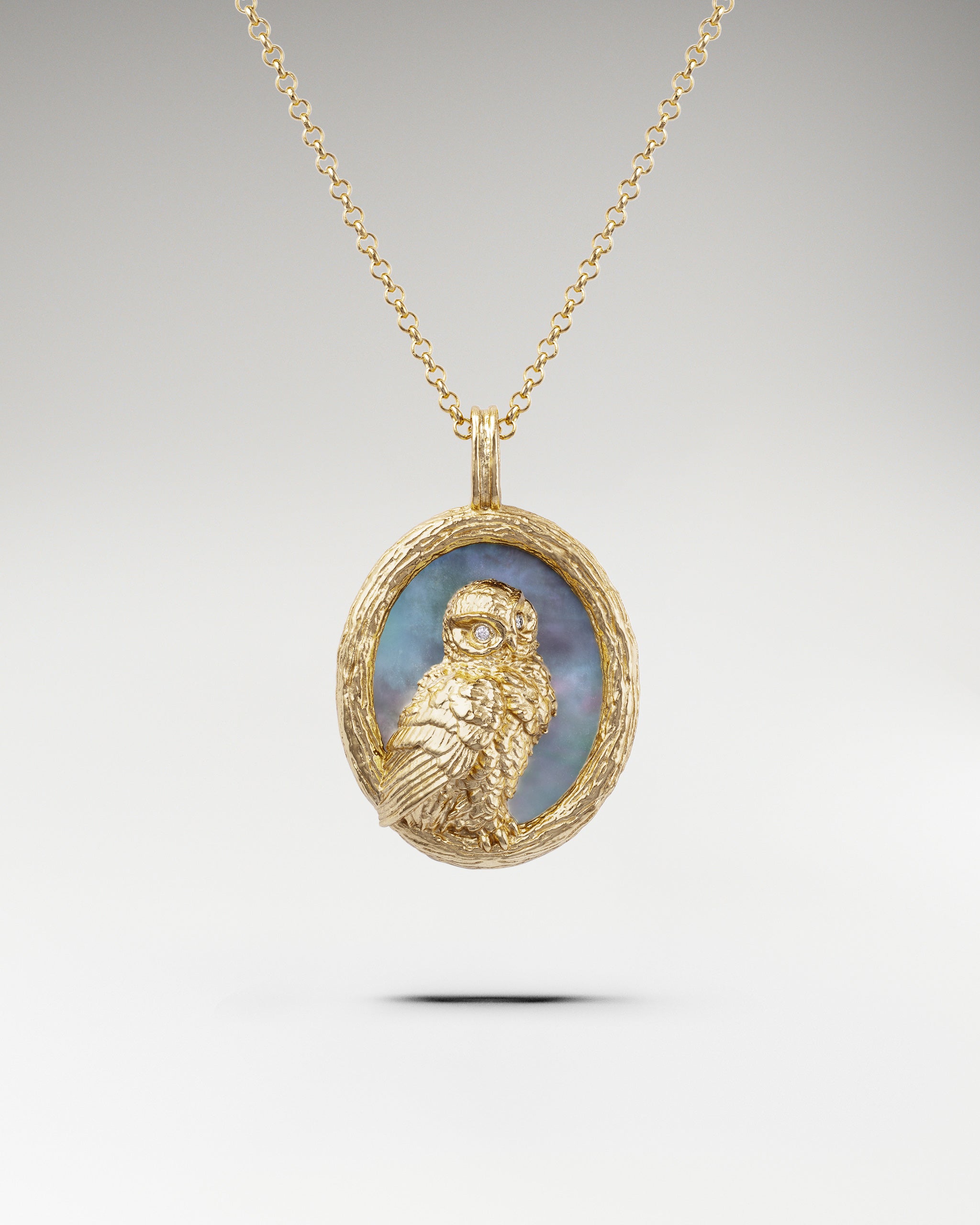 Collier Elfe des Forêts En Argent Sterling Avec Nacre Noire