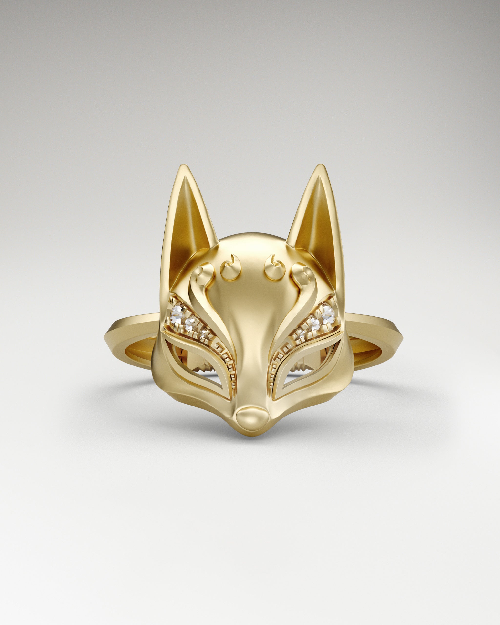 Kitsune Mask Ring In Sterling Silver