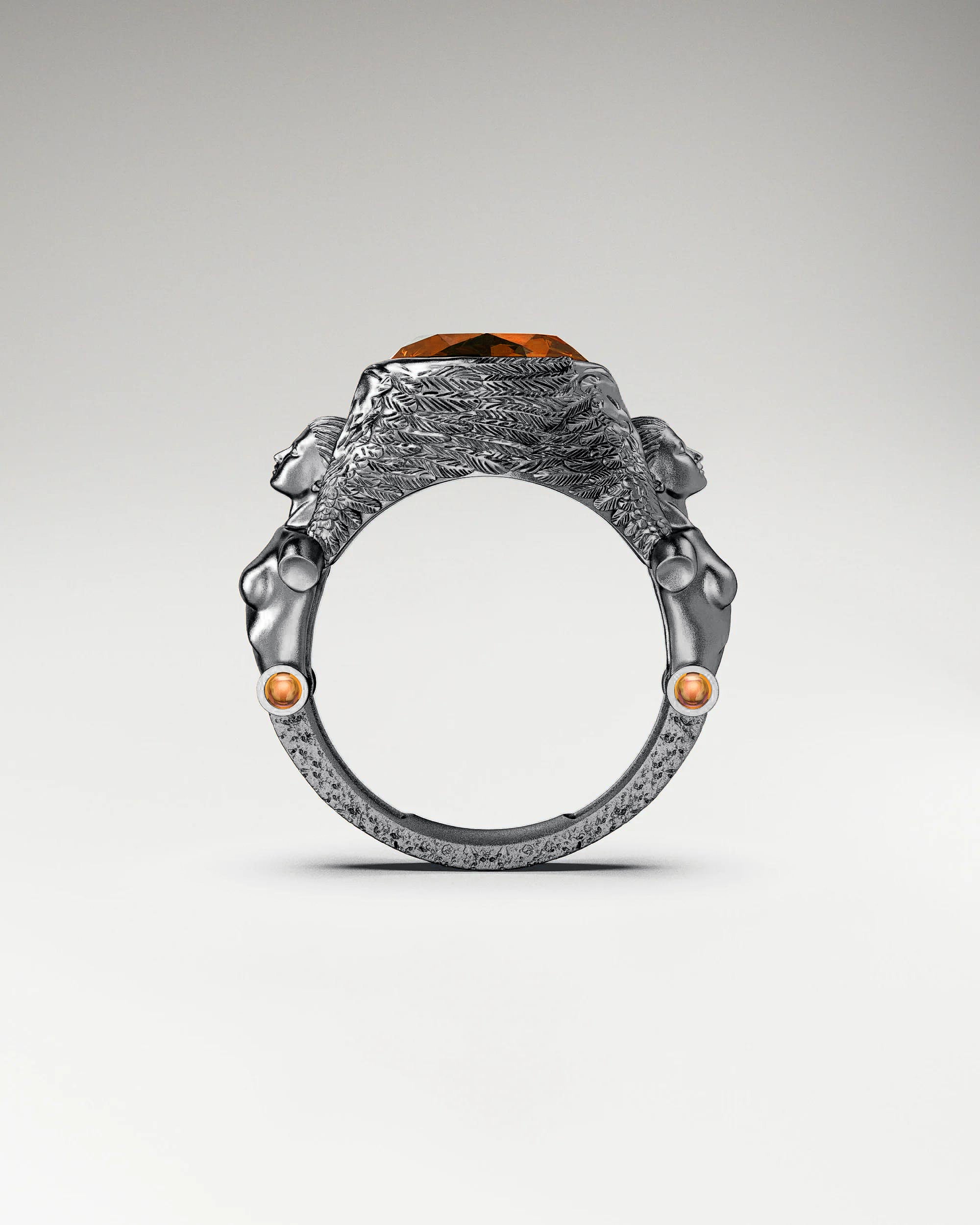 Great Angel Ring In Sterling Silver With Citrine