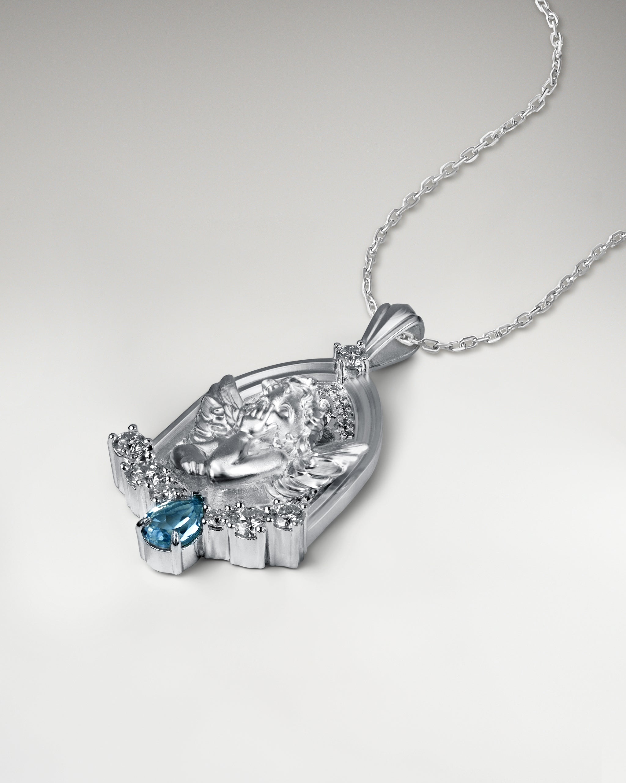 Celestarch Pendant Necklace in Sterling Silver with Topaz