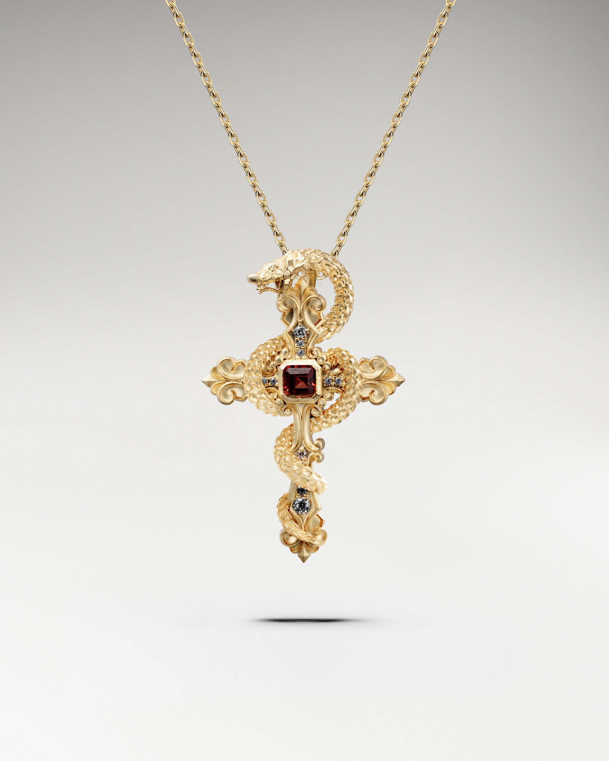 ガーネットをあしらったスターリングシルバーの禁断のペンダントネックレス