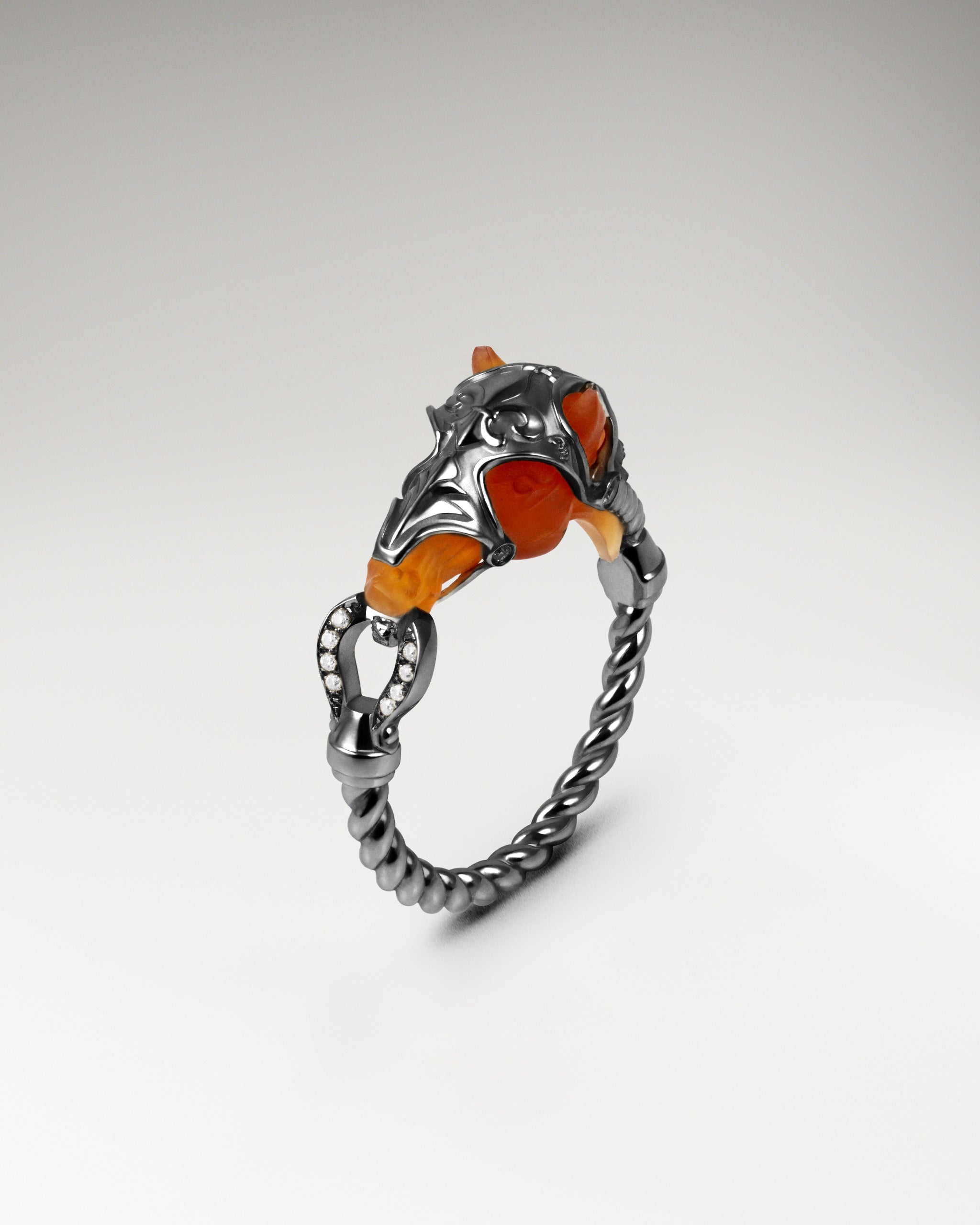 Bague Wild Range en argent sterling et agate noire avec moissanite