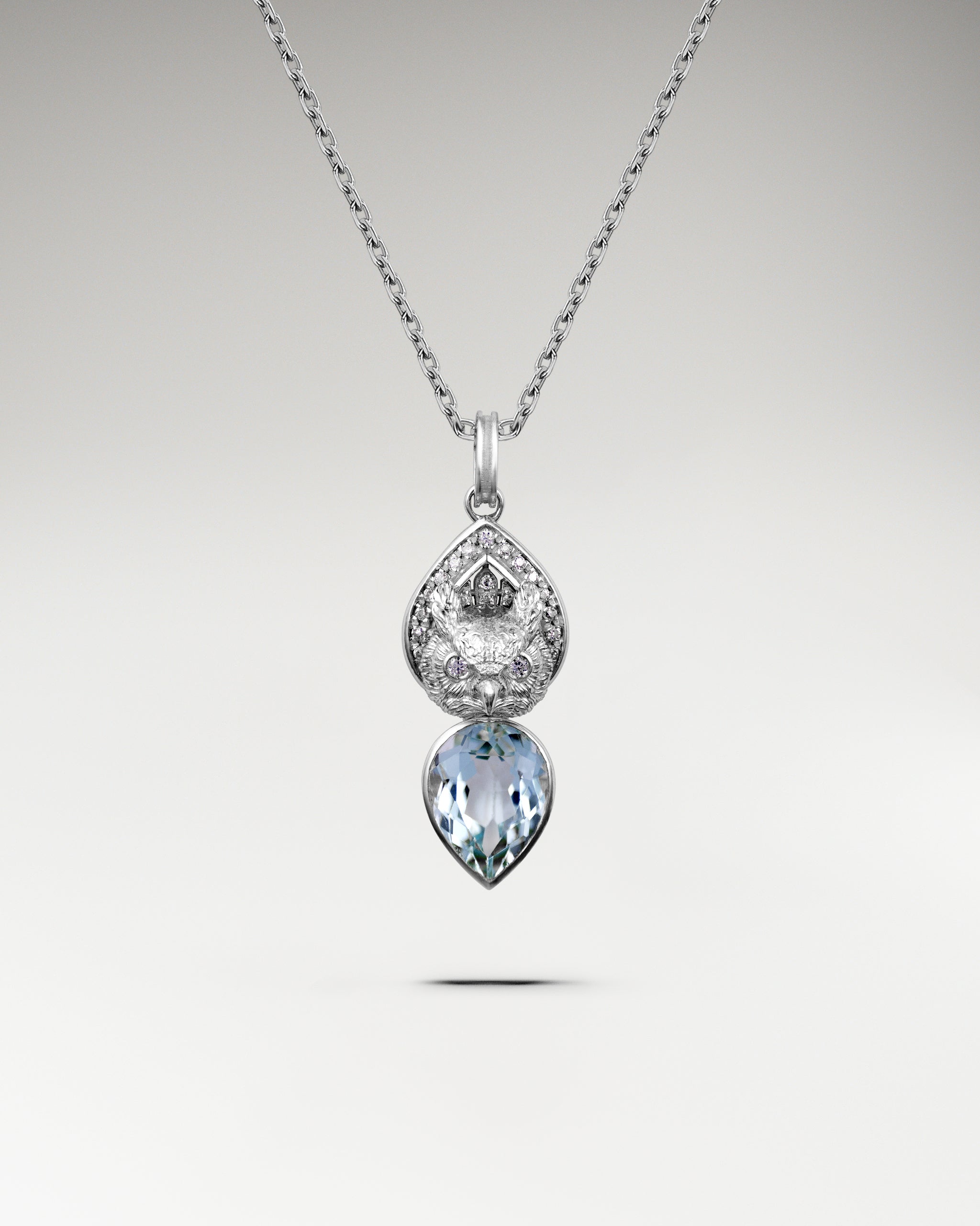 Wisdom Owl Necklace In Gold Vermeil With Blue Topaz