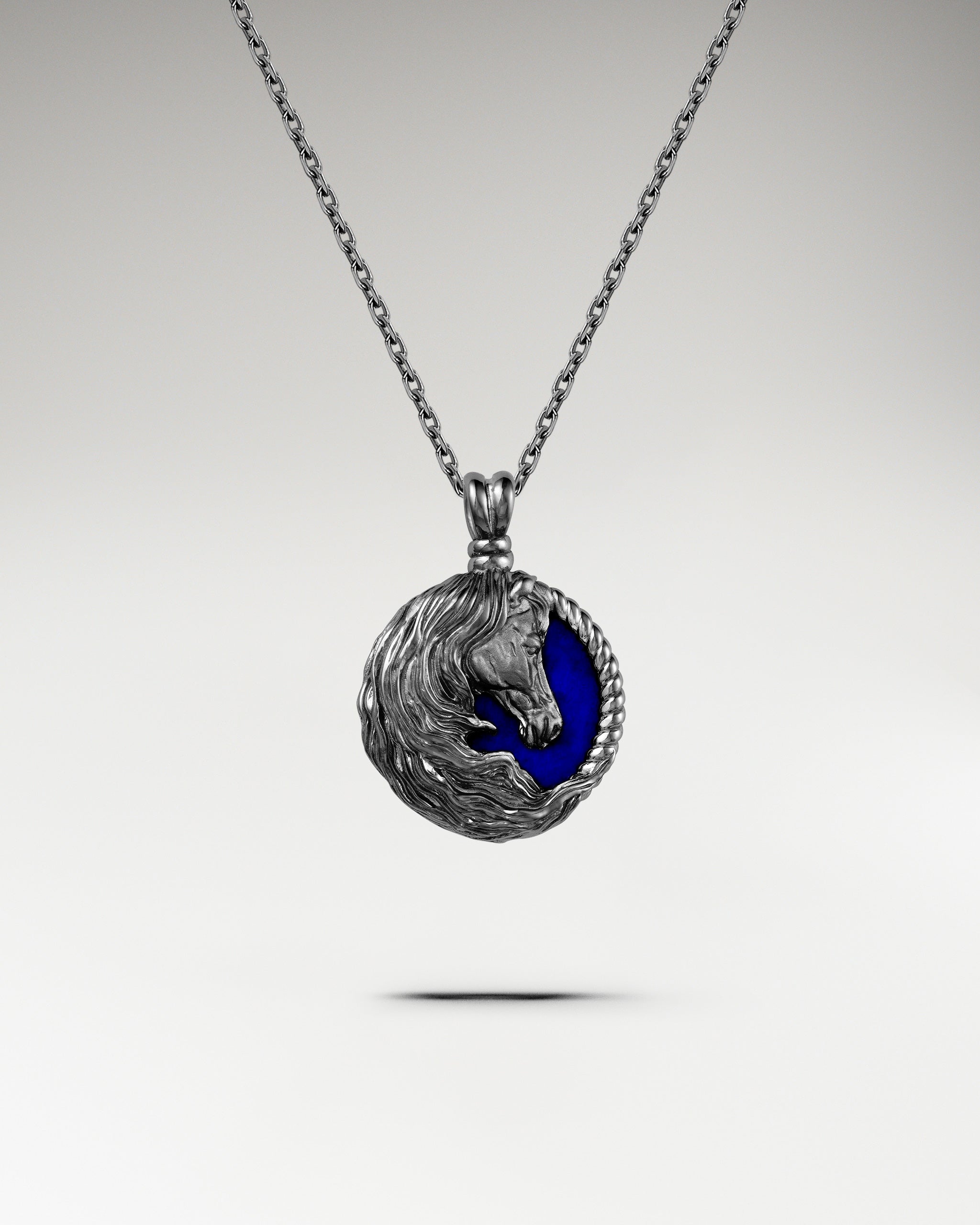 Colgante Escultura Caballo En Oro Con Lapislázuli