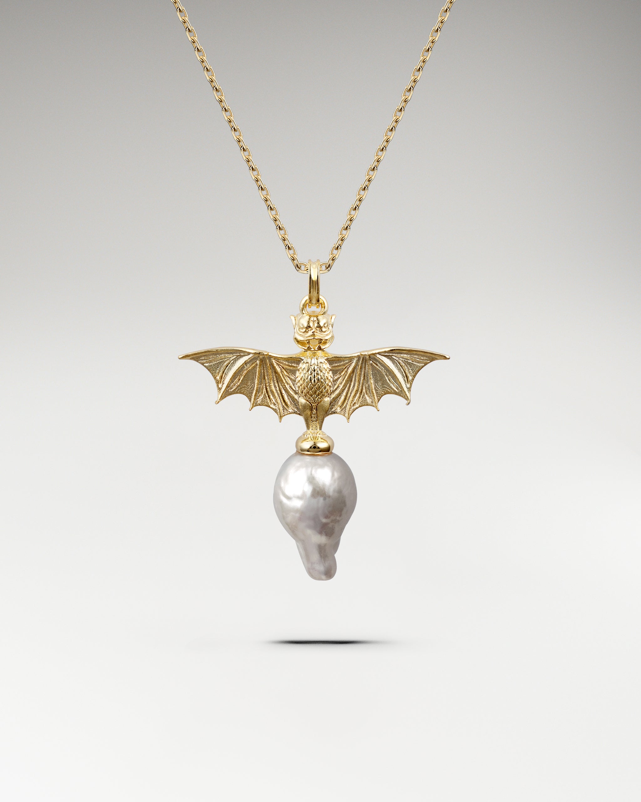 Batroque Pendant Necklace In Gold Vermeil With Pearl