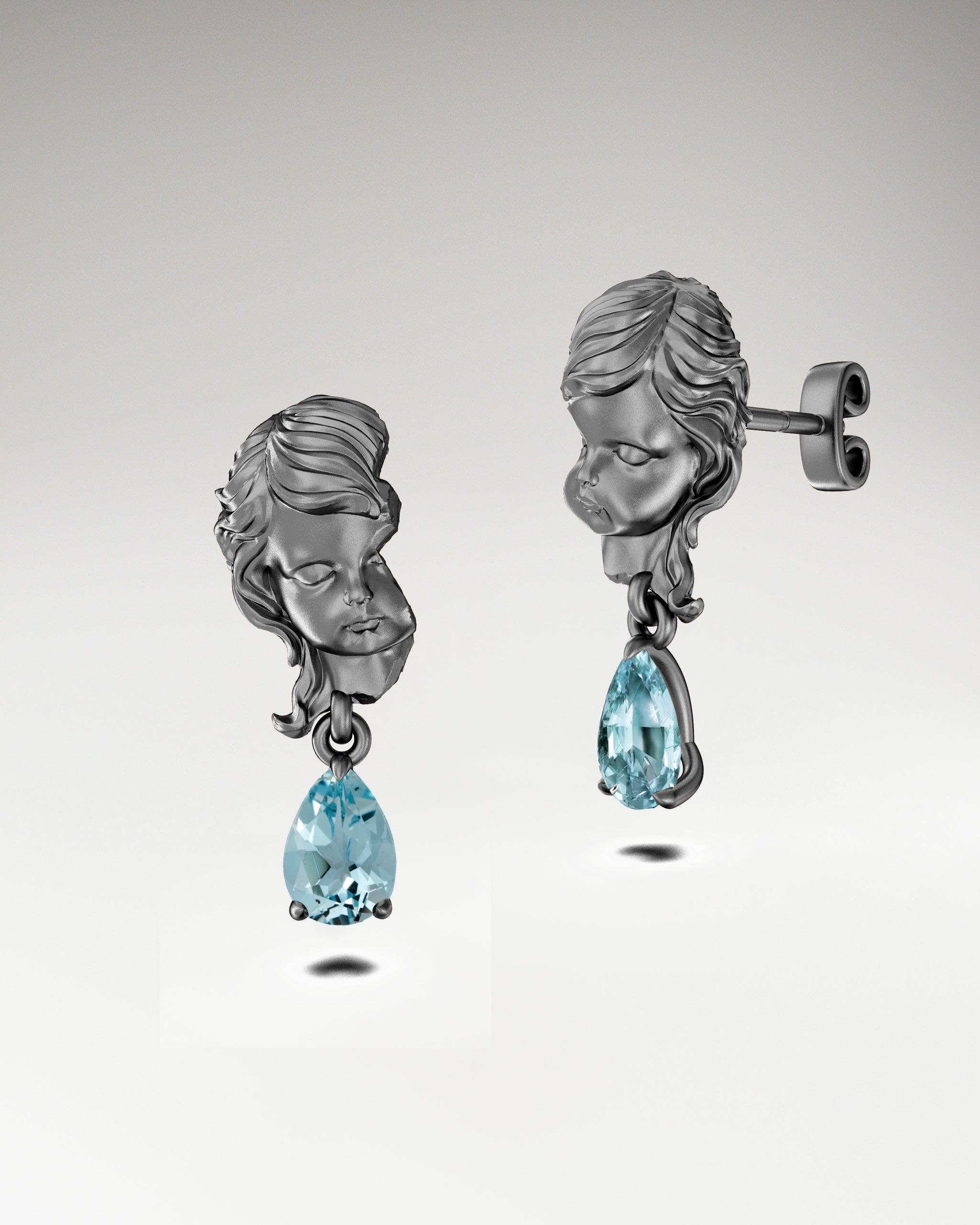 Amor-Ohrhänger aus Sterlingsilber mit Topas