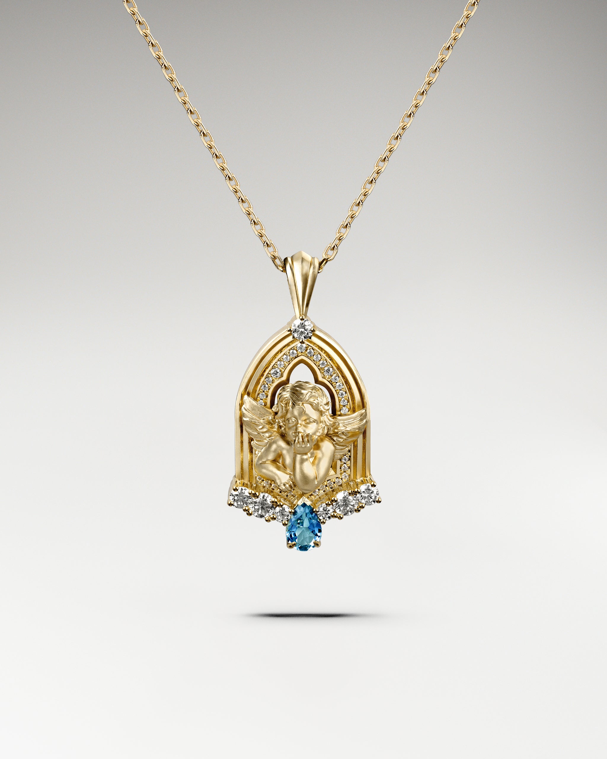 Celestarch Pendant Necklace in Sterling Silver with Topaz