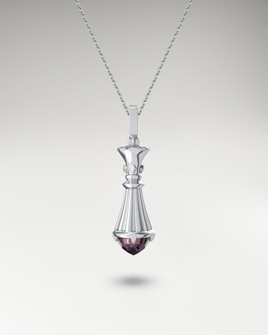 Collar con colgante The Queen en plata de ley con amatista