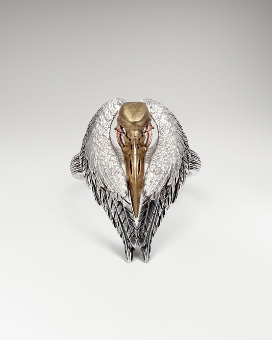 Feathered Relic Ring In Sterling Silver