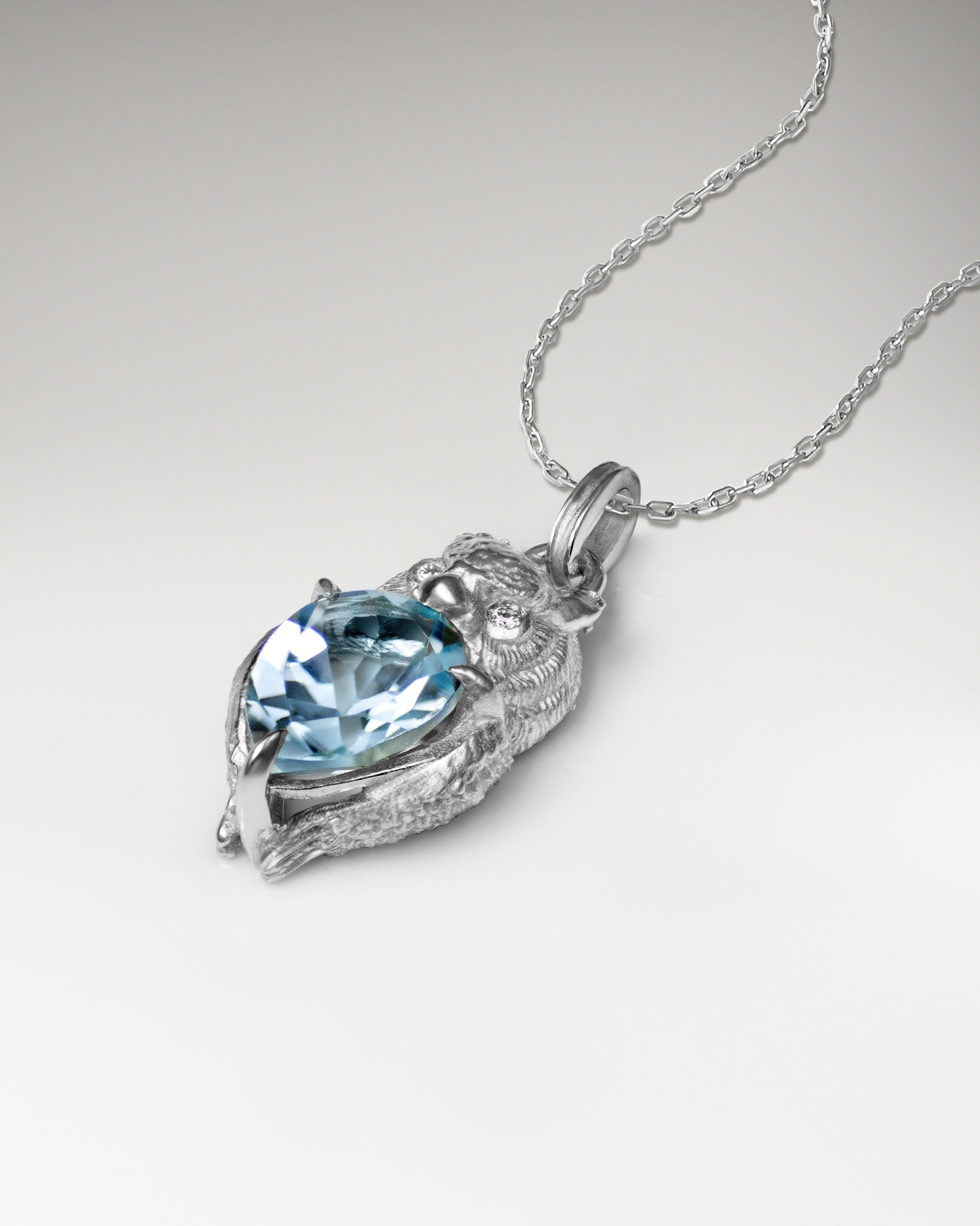 Wisdom Owl Necklace In Sterling Silver With Topaz