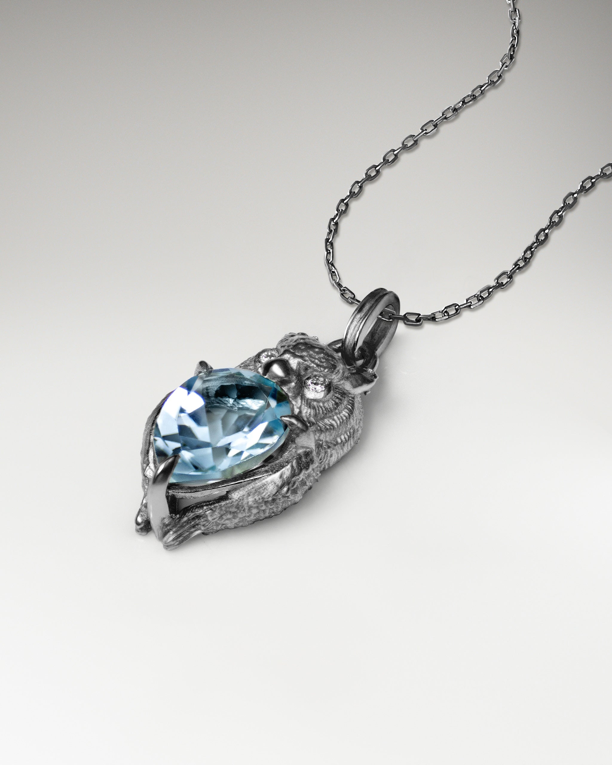 Wisdom Owl Necklace In Sterling Silver With Topaz