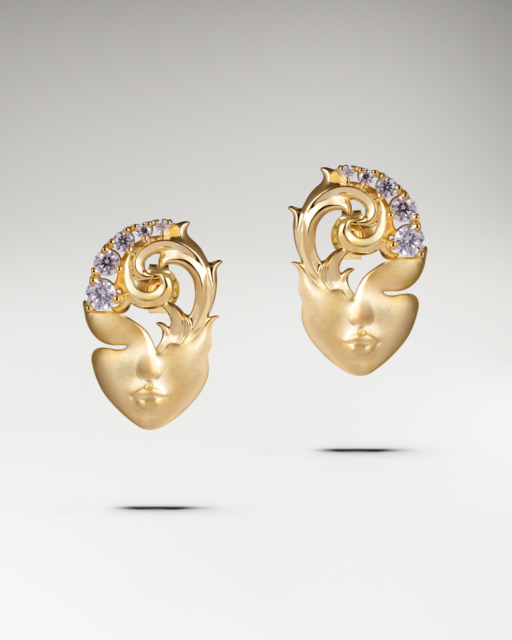 Muse Face Earrings In Sterling Silver