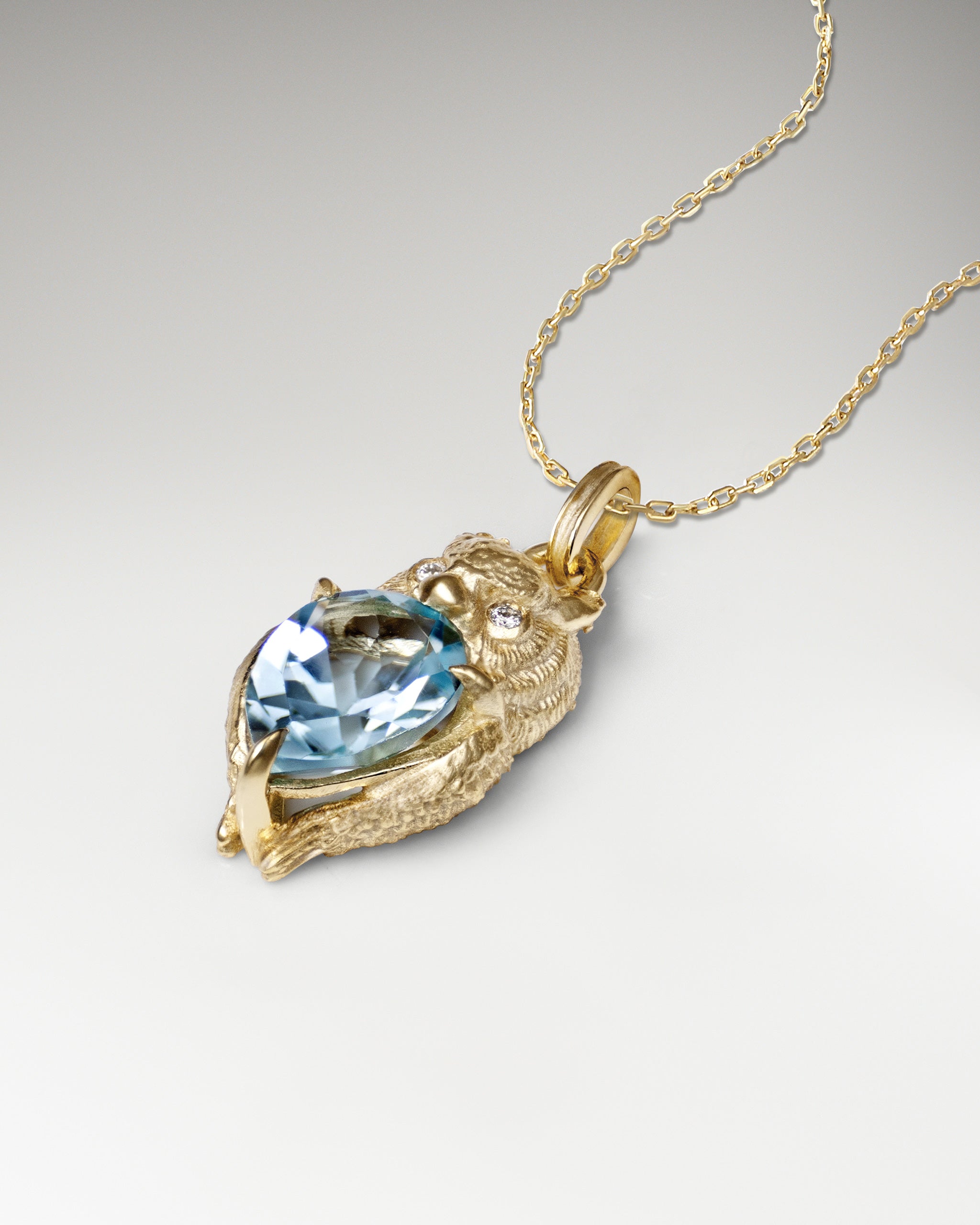 Wisdom-Owl Necklace In Sterling Silver With Topaz