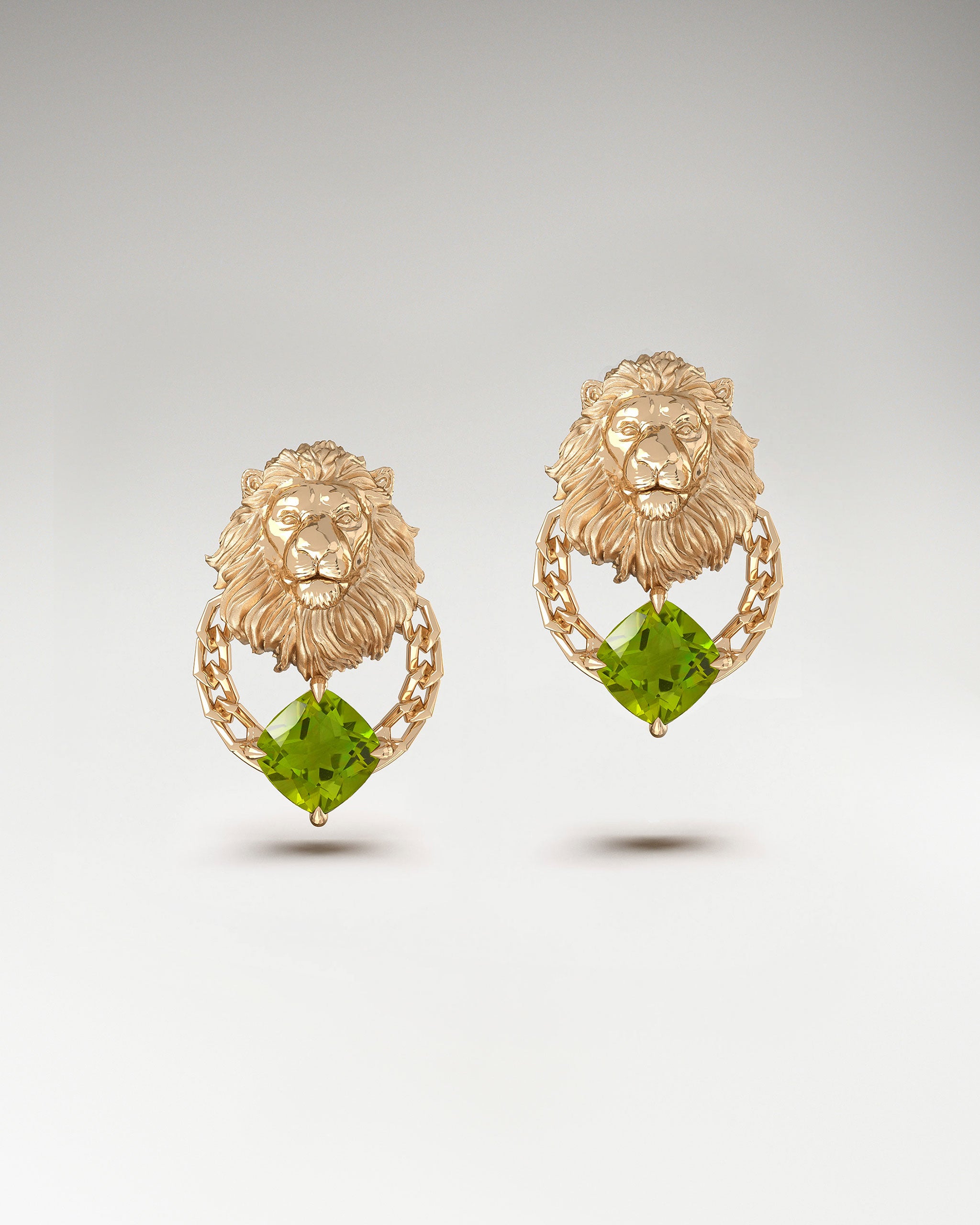 狮子座纯银黄水晶耳钉