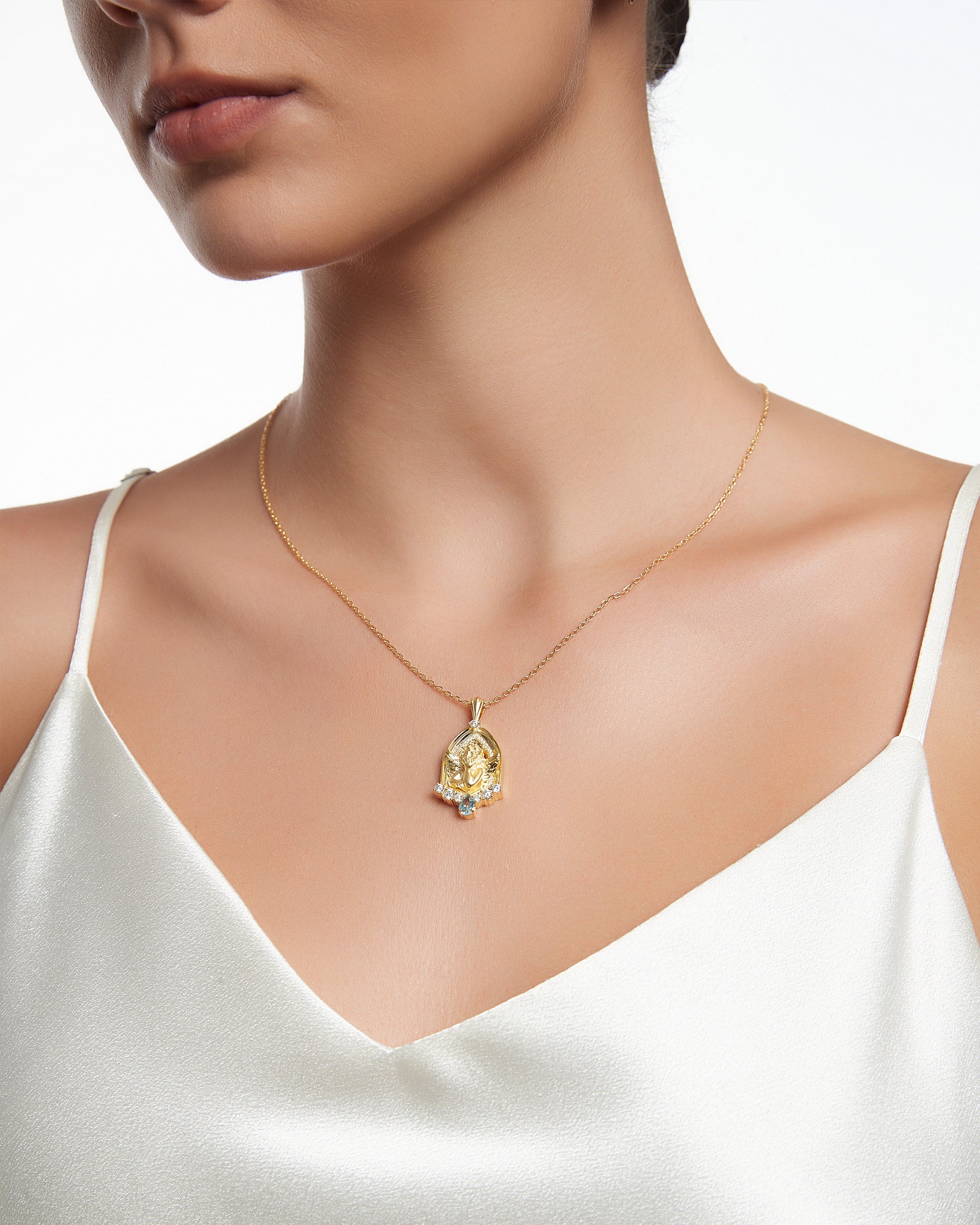 Celestarch Pendant Necklace in Sterling Silver with Topaz