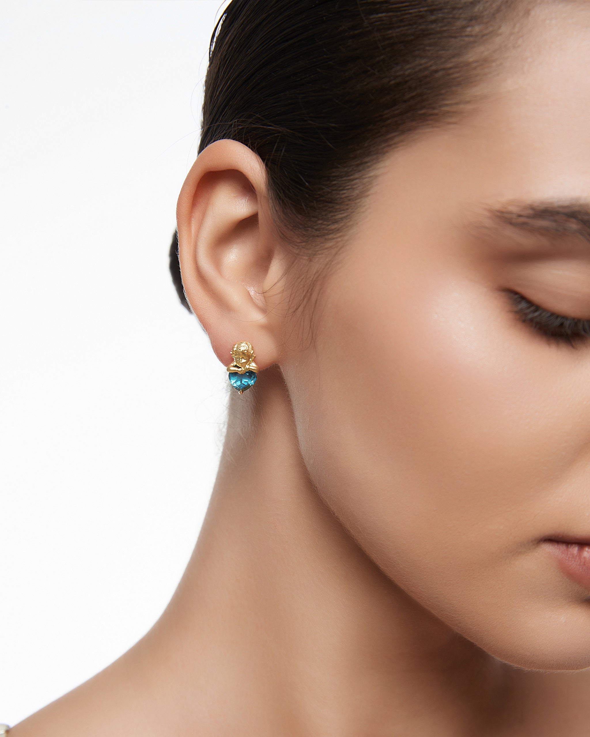 Amor-Ohrhänger aus Sterlingsilber mit Topas