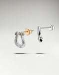 Load image into Gallery viewer, Lucky Horseshoe Stud Earrings in 10k Gold and Diamond
