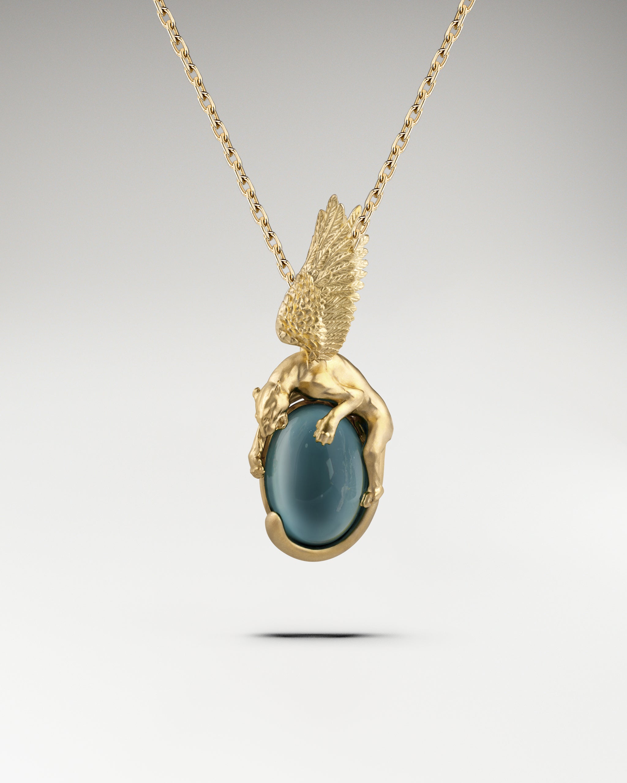 Winged Leopard Pendant In Gold Vermeil