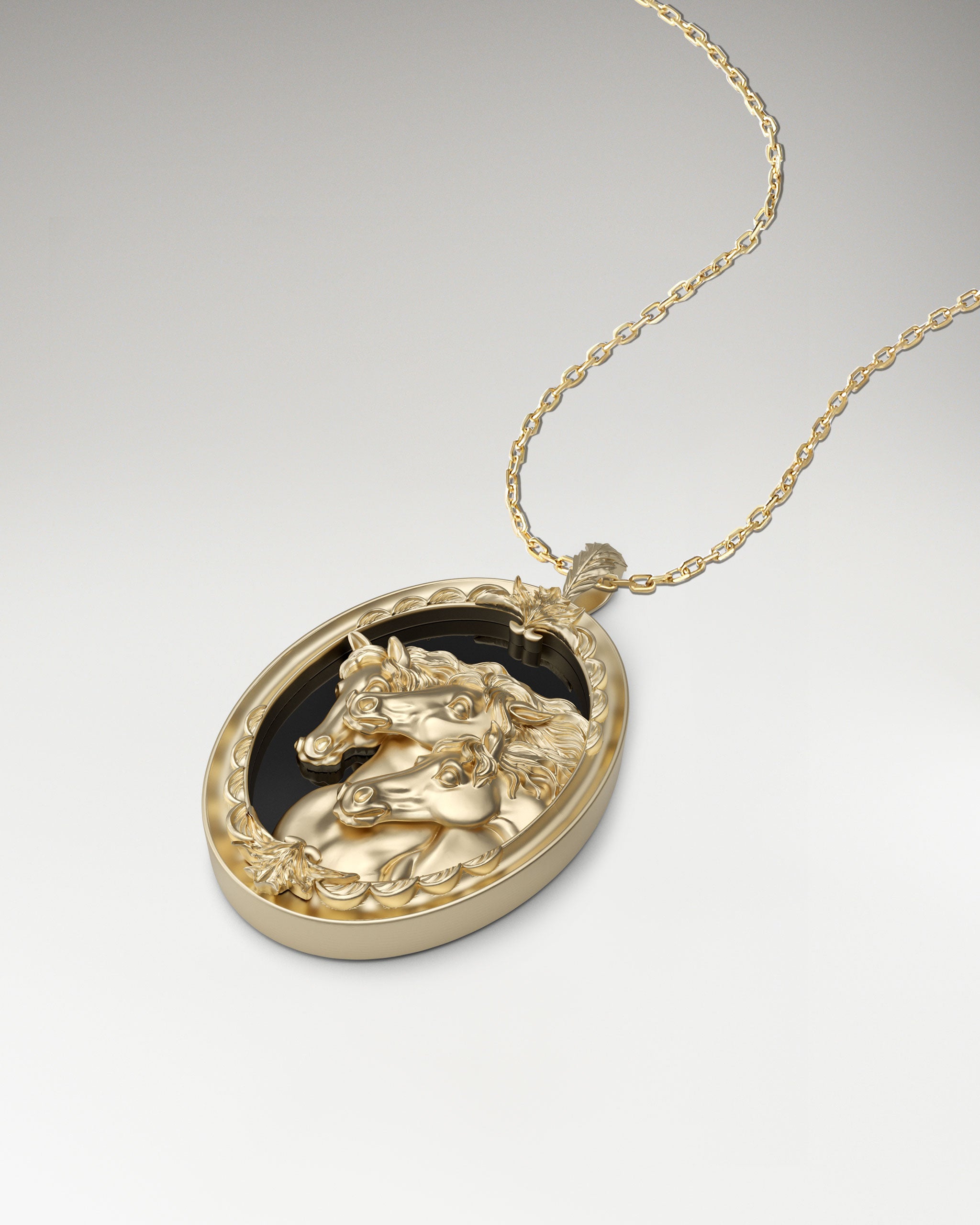 Royal Cavalcade Pendant In Sterling Silver With Black Agate