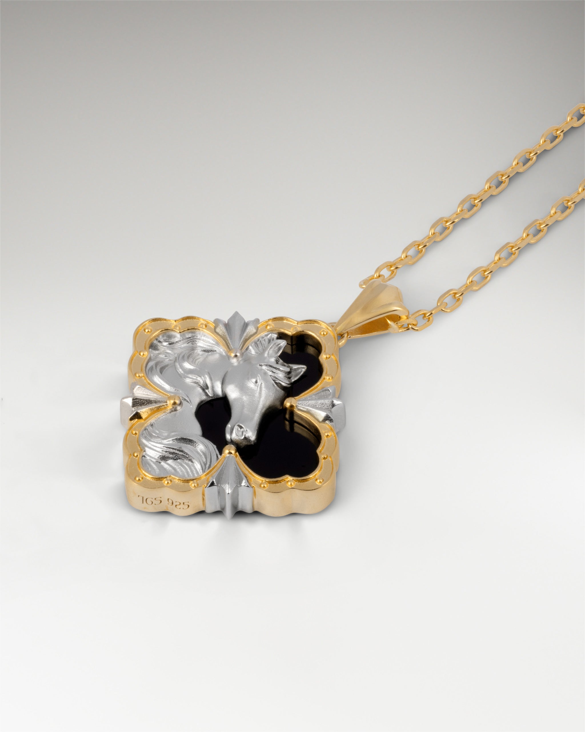 Noble Encounter Pendant In Sterling Silver With Black Agate