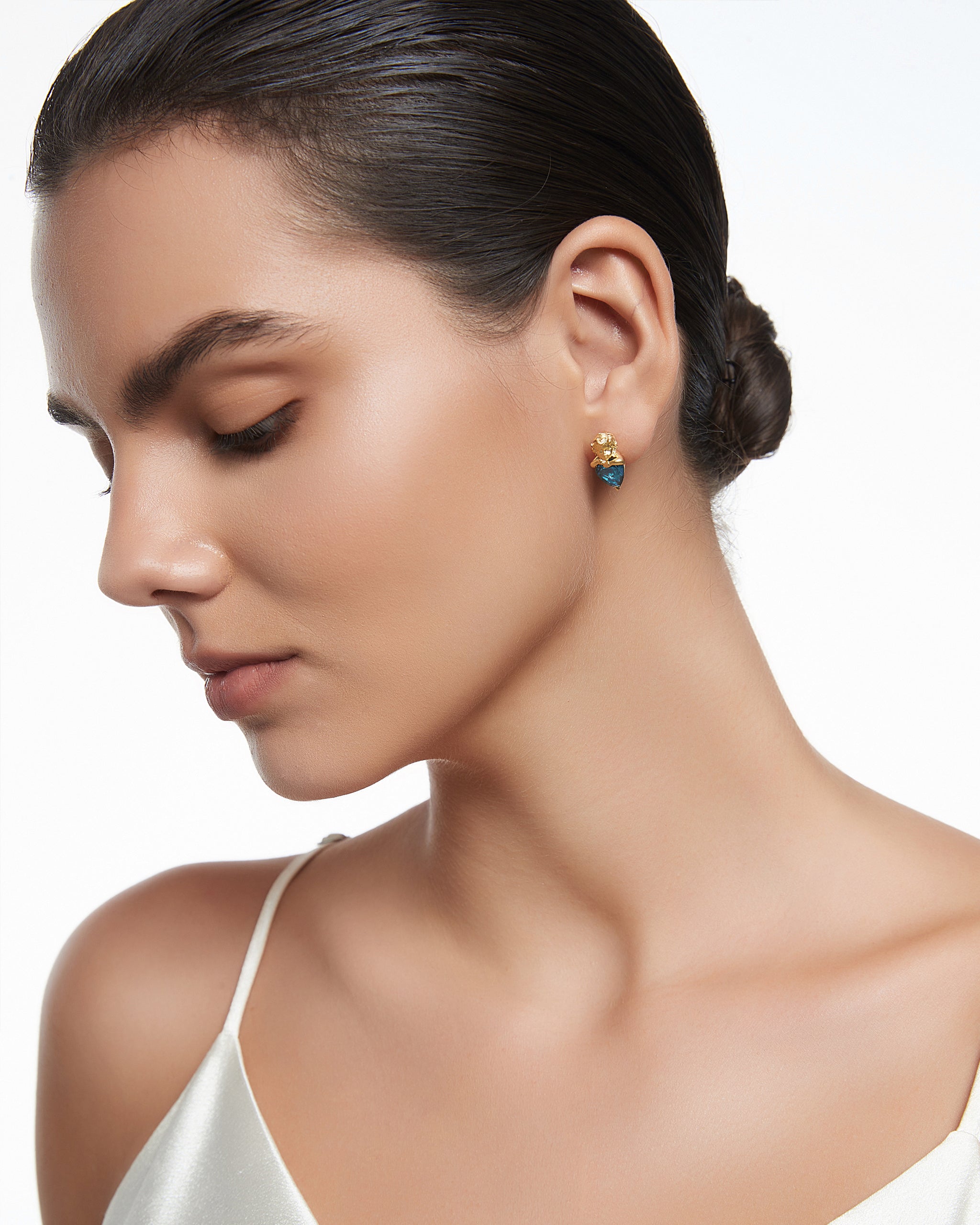 Amor-Ohrhänger aus Sterlingsilber mit Topas