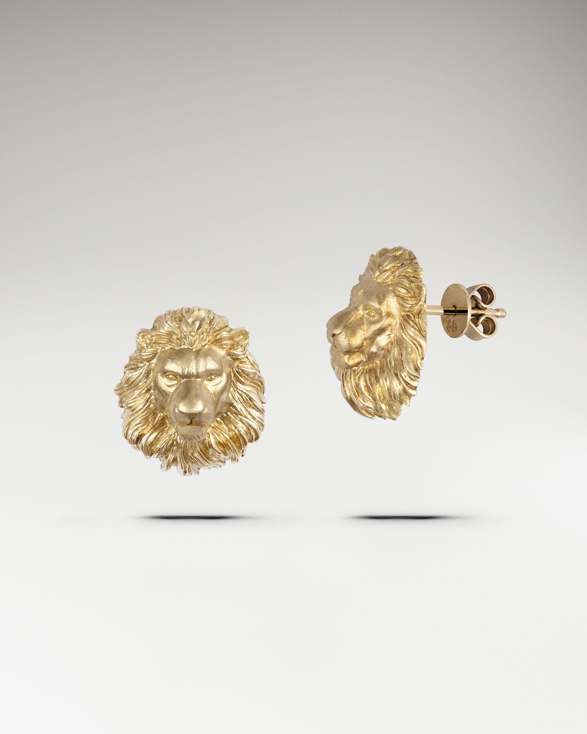 Guardian Lion Stud Earrings In Gold