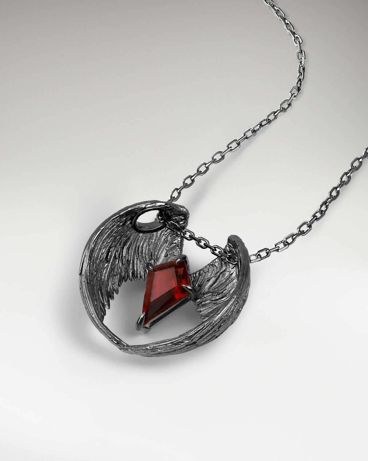 Wings Of Knight Pendant In Sterling Silver With Amethyst
